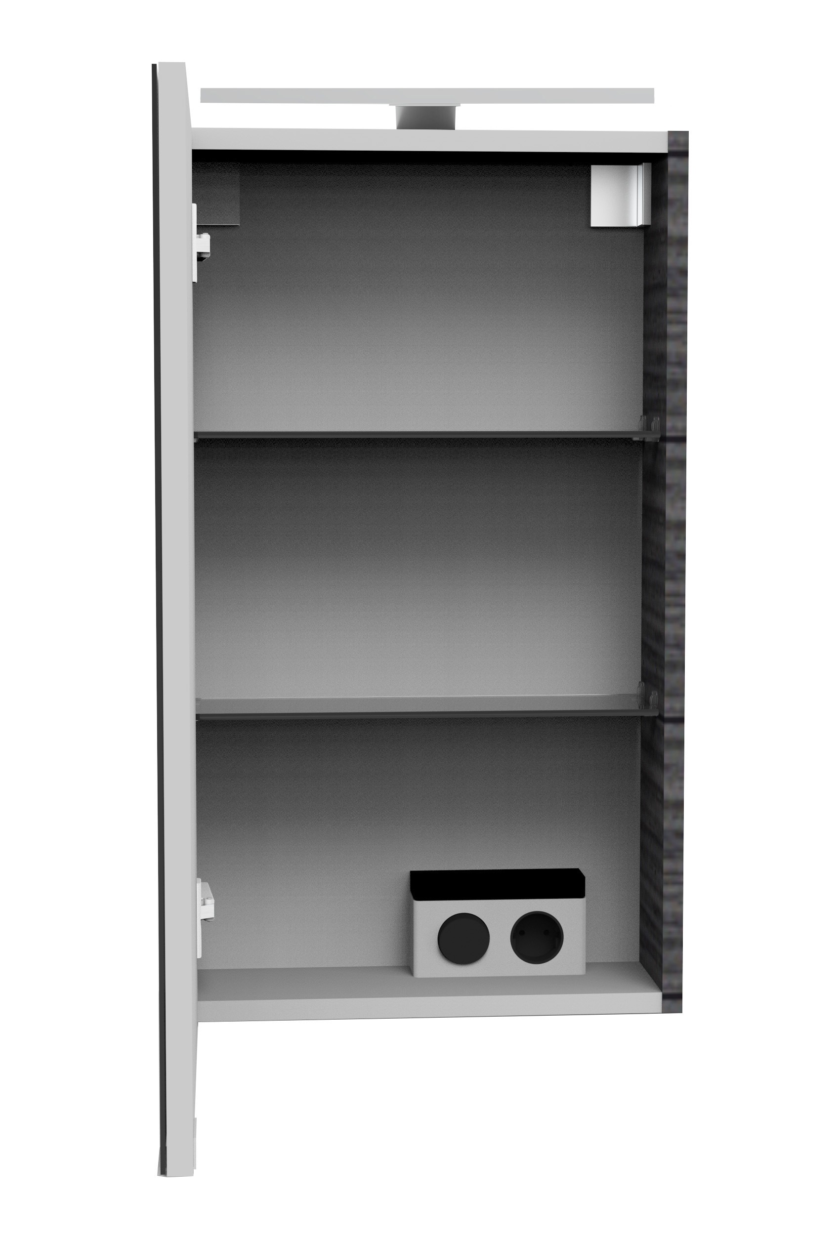 FACKELMANN Spiegelschrank »SBC« Spiegelschrank mit LED-Aufsatzleuchte,  für das Gästebad, Schalter und Steckdose, Breite 40cm, Anschlag links