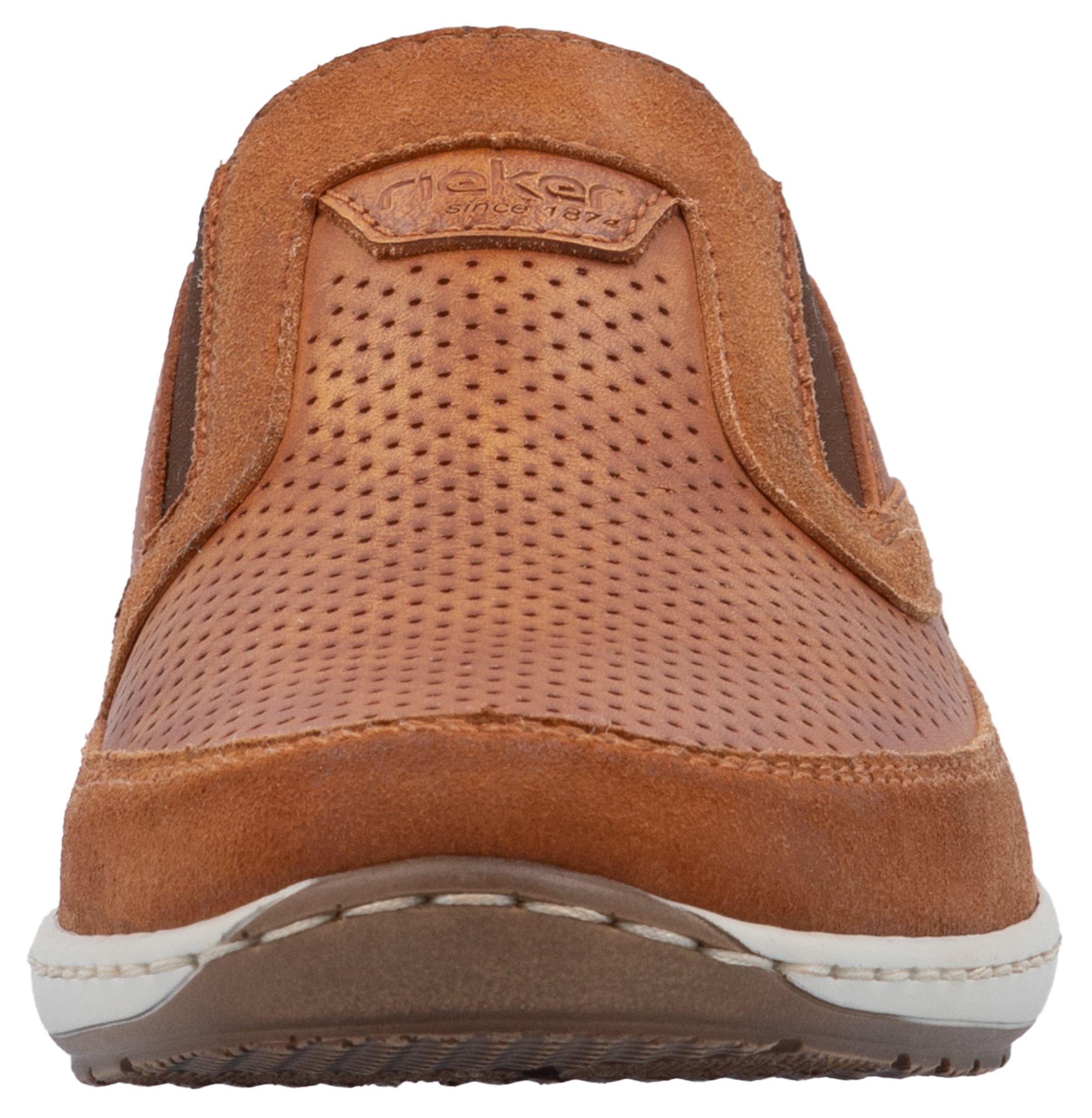 Rieker Slipper, Loafer, Schlupfschuh, seitliche Stretcheinsätze und Perforation