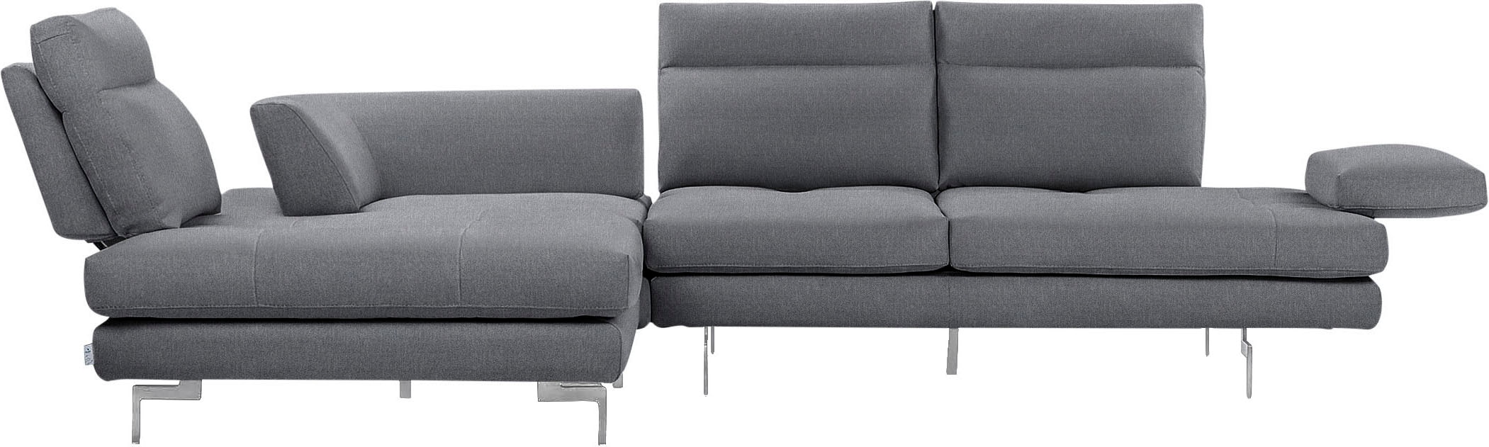 CALIA ITALIA Ecksofa »Toby Wing, L-Form, Designsofa mit sensationellem Sitzkomfort« Sitztiefenverstell.,wahlw. mit Kissen-Set, Füße chrom glänzend