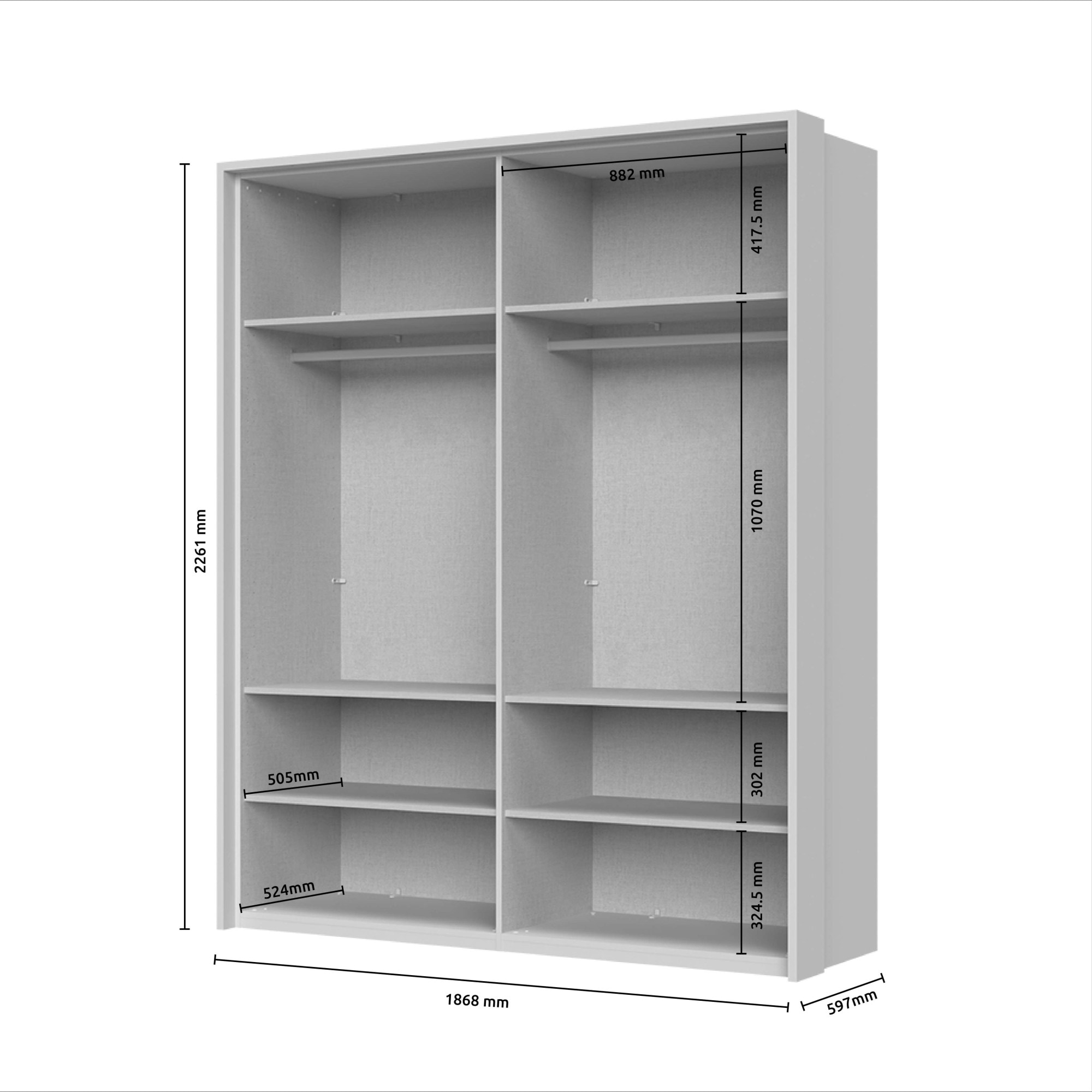 Places of Style Drehtürenschrank »Opera mit oder ohne Kranz inkl. LED-Beleuchtung, B: 92,137 oder 182 cm«, UV lackiert, Soft Close Funktion, Höhenverstellbare Füße
