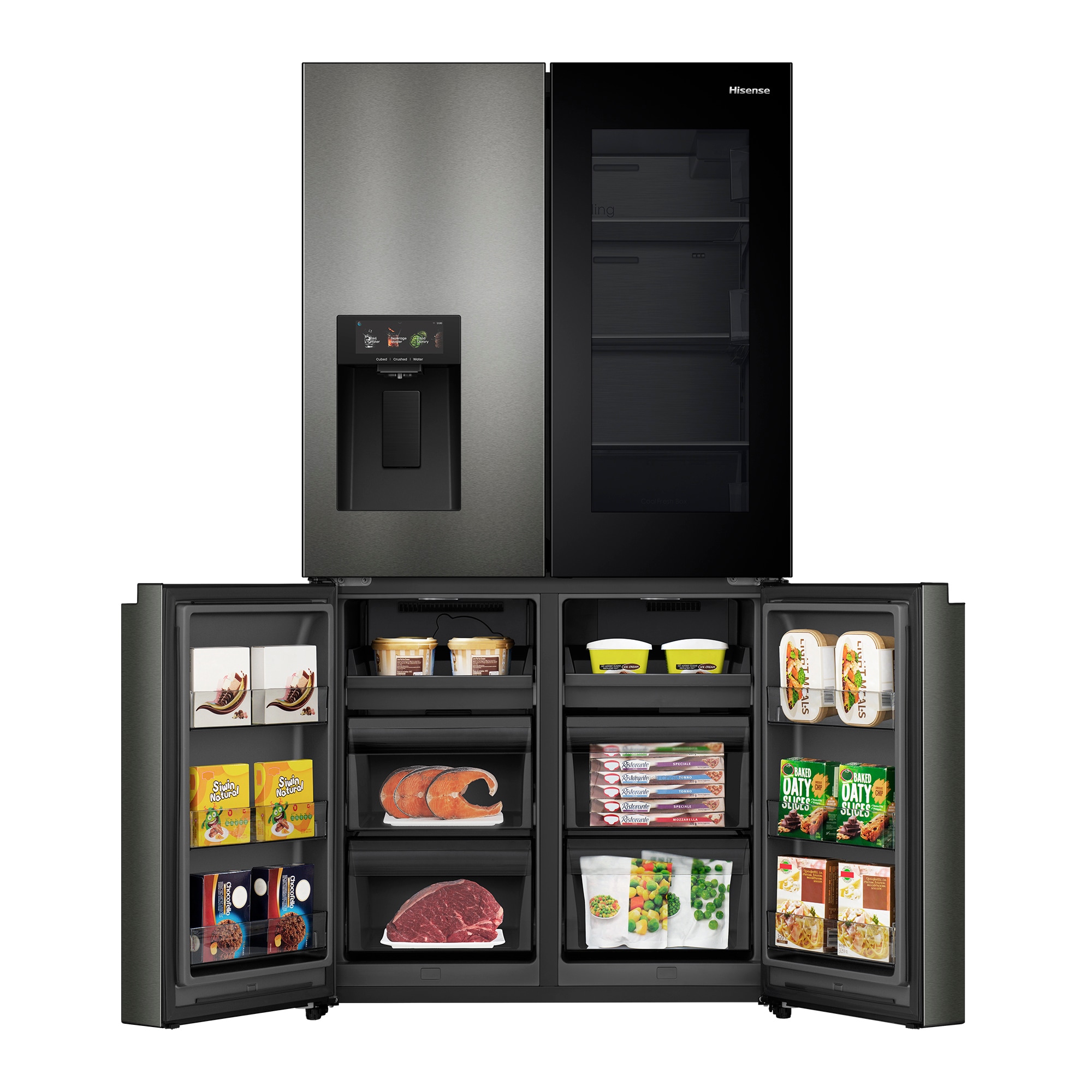 Hisense Multi Door »RQ600P7SKE« 179 cm hoch 91,4 cm breit PureViewDoor - immer sehen was im Kühlschrank ist