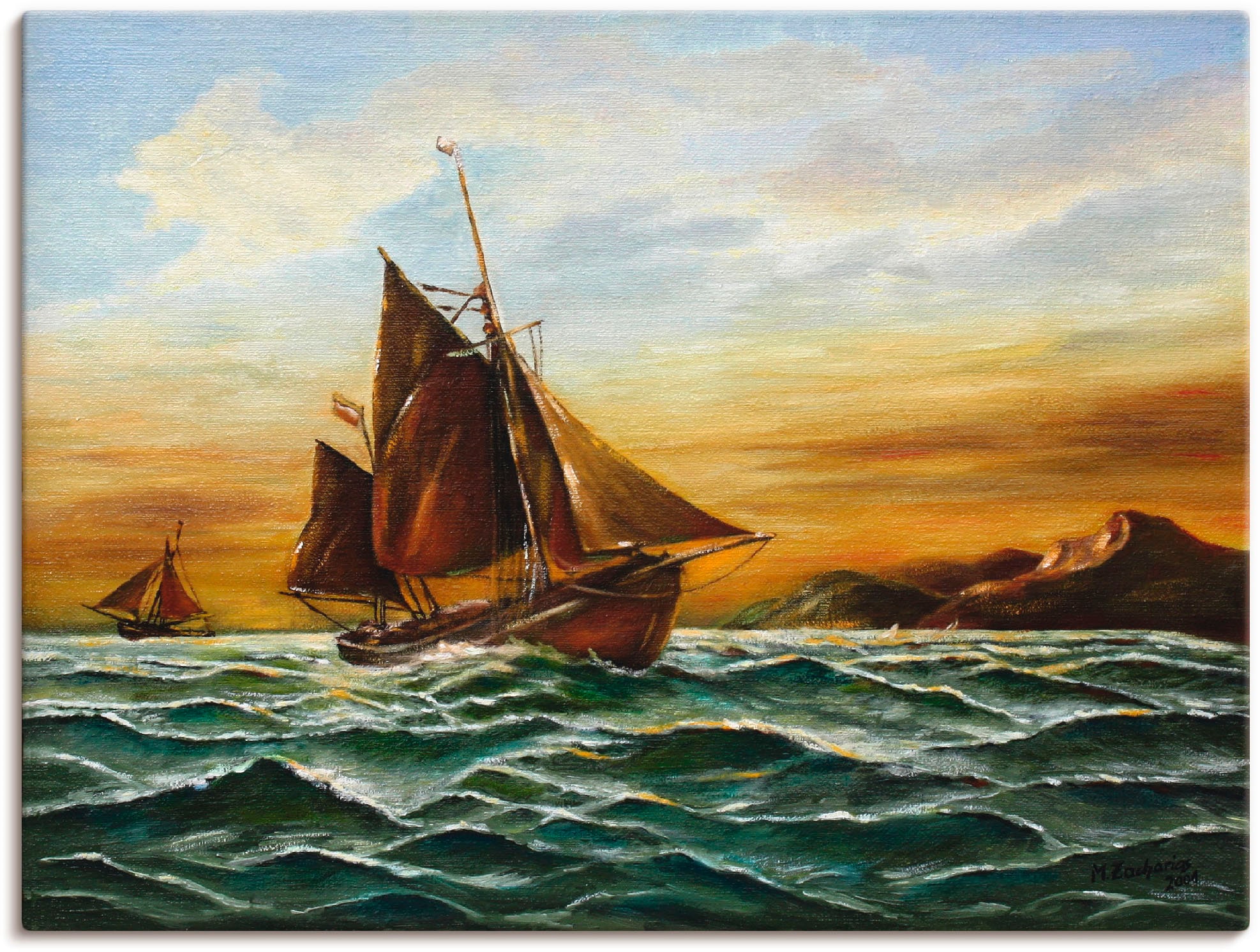 Artland Wandbild »Segelschiff auf See - maritime Malerei«, Boote & Schiffe, (1 St.), als Leinwandbild, Wandaufkleber in verschied. Größen