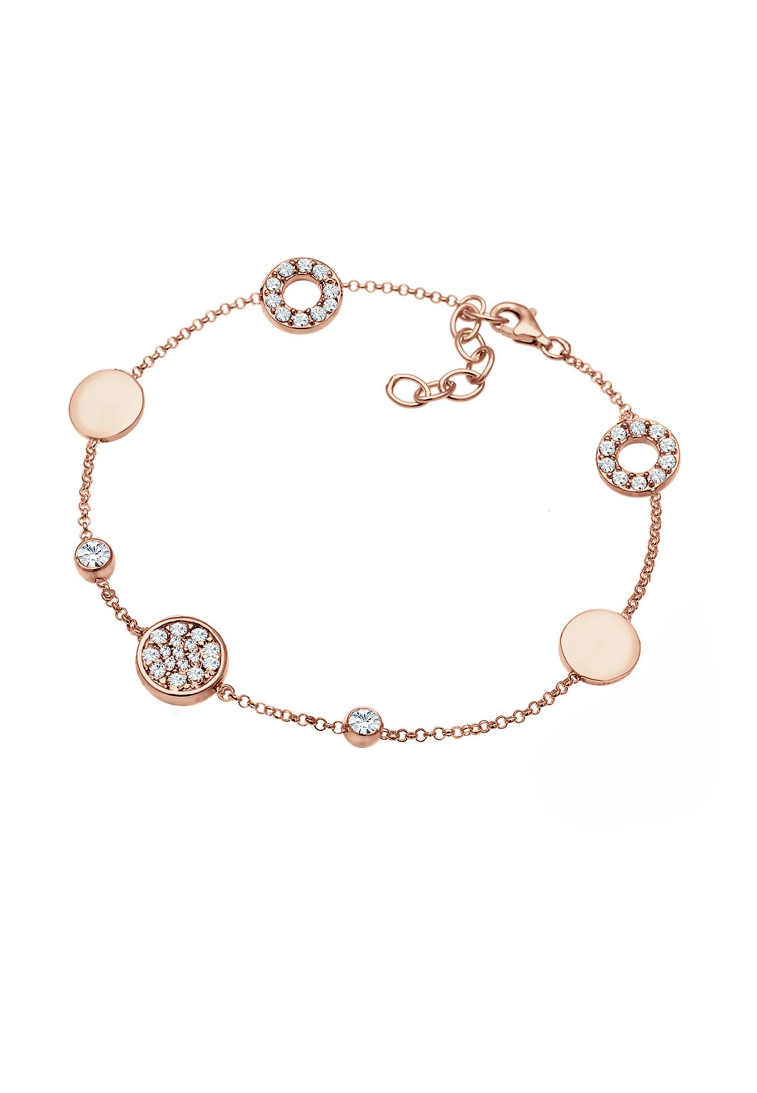 Elli Armkette »Armband Plättchen Kristalle Vintage 925 Silber«