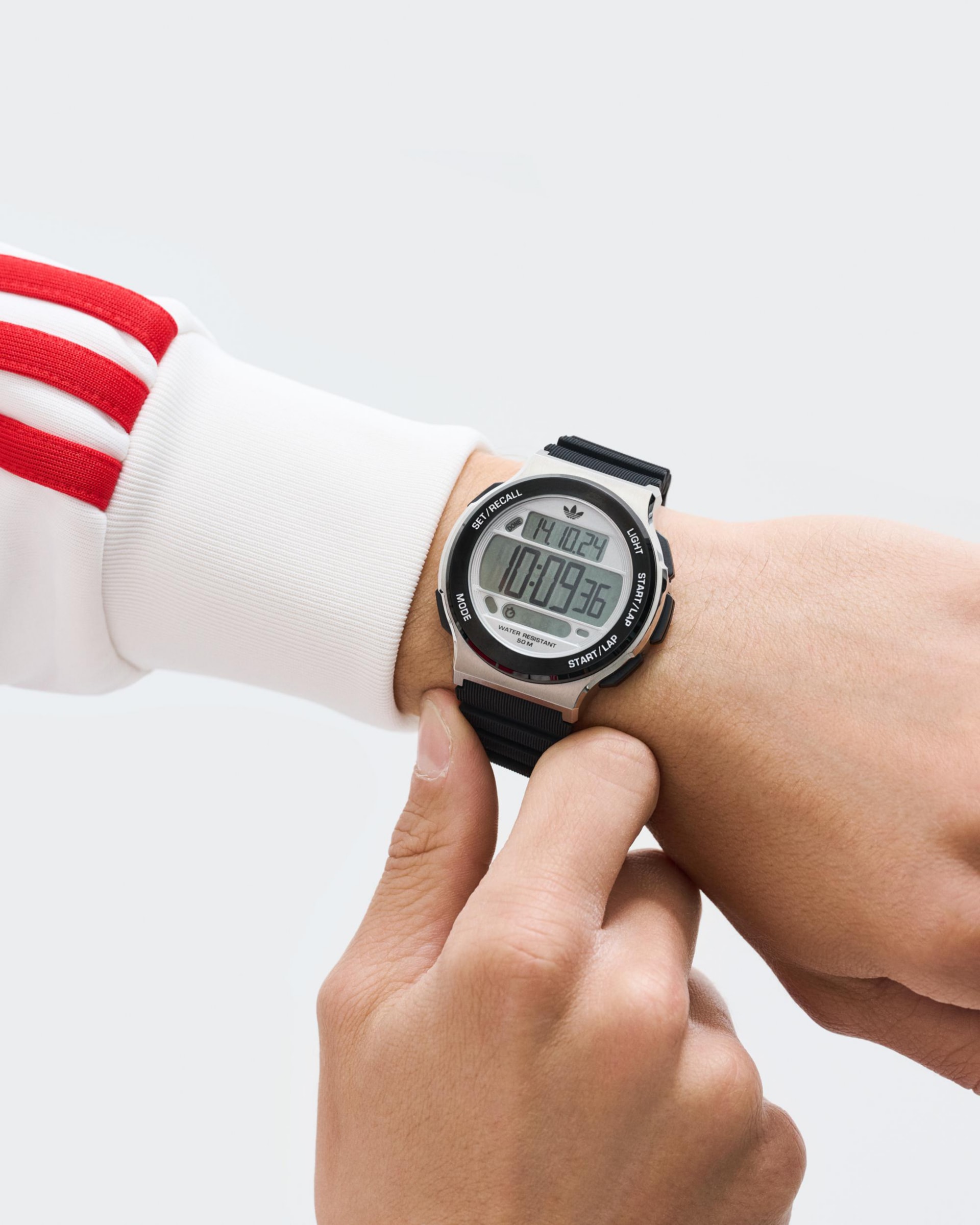 adidas Originals Chronograph »EXPRESSION THREE DIGITAL« Quarzuhr, Armbanduhr, Herrenuhr, Damenuhr,Silikonarmband,Stoppfunktion