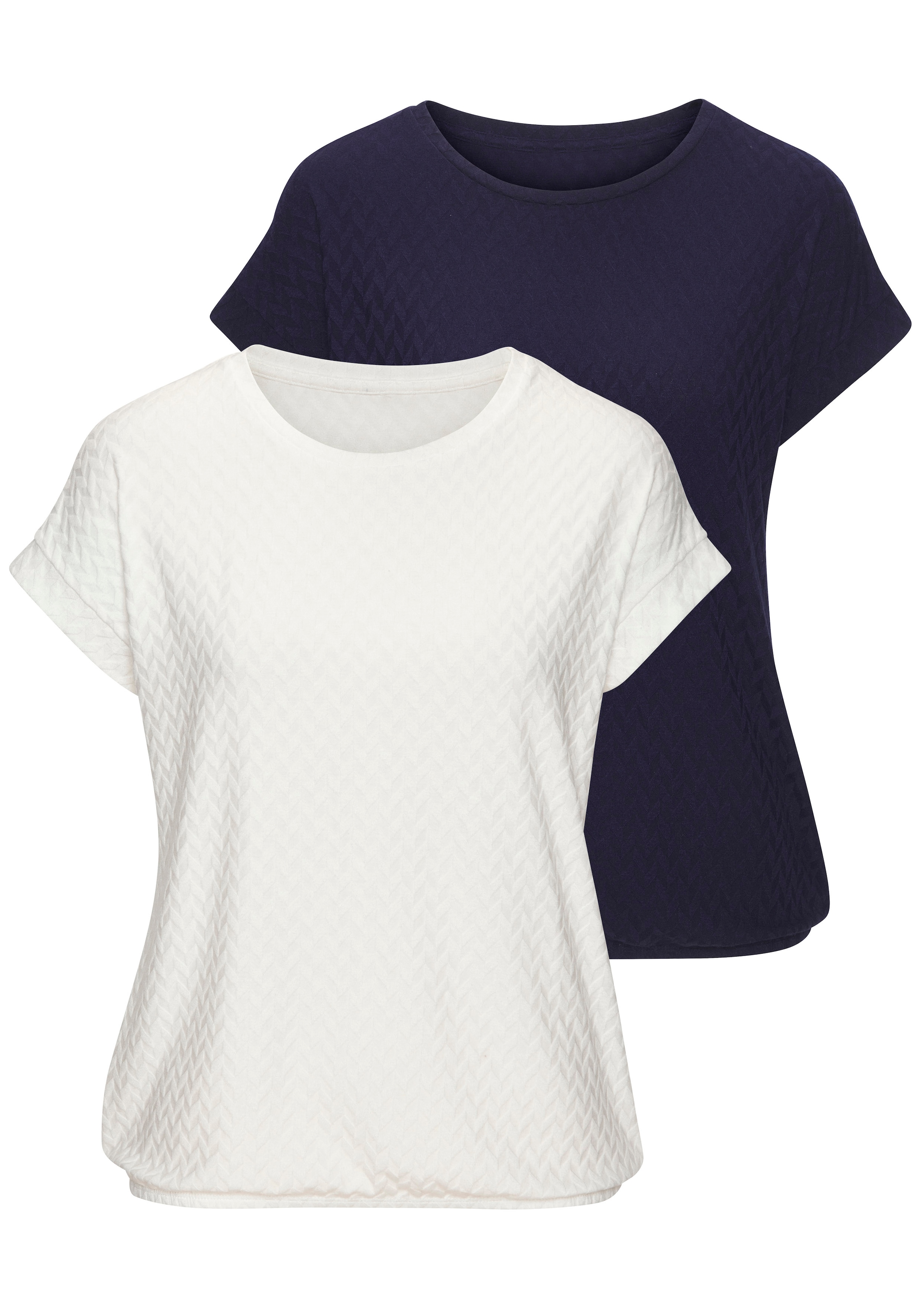 Vivance Kurzarmshirt »mit modischem Jacquard-Muster« Packung,  mit schönem Jacqaurdmuster
