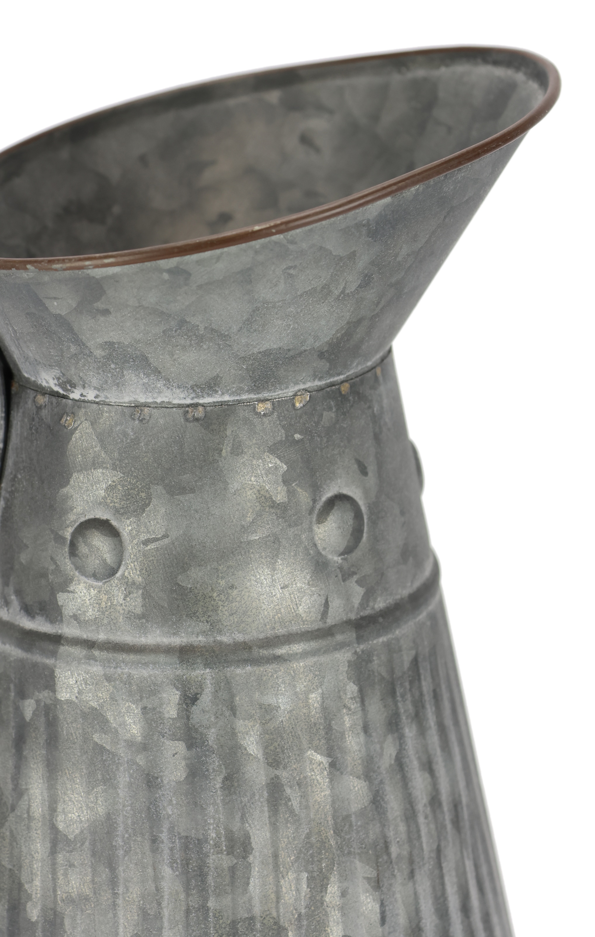 I.GE.A. Dekovase »Metall-Krug«, (1 St.), Graue Deko-Kanne mit Riffelung Schlaghammer-Optik Vase für Blumen