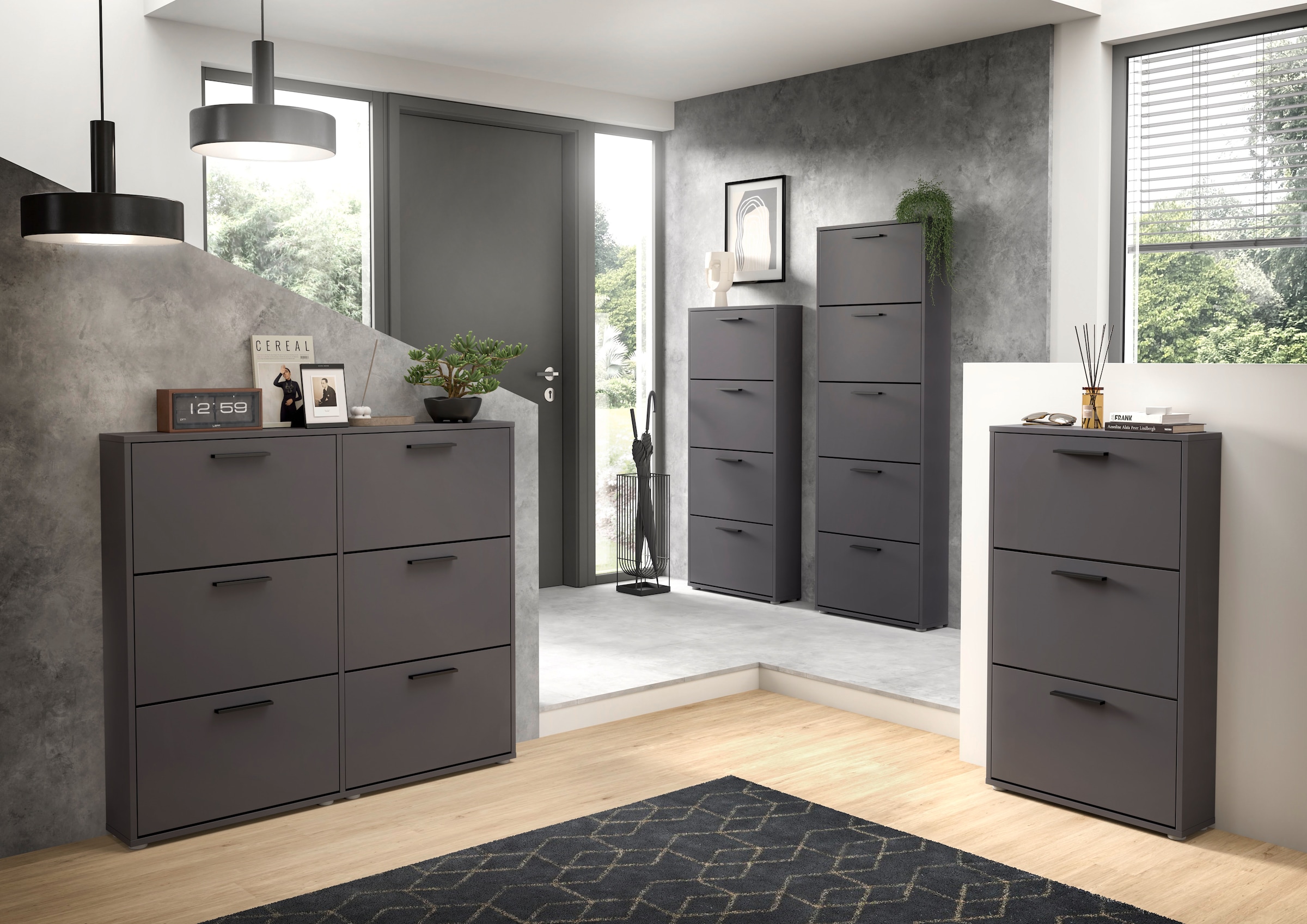 HBZ Schuhkommode »Sam Schuhkipper, Schuhschrank BxHxT 59x169x17 cm«, (1 St.), mit 5 Klappen