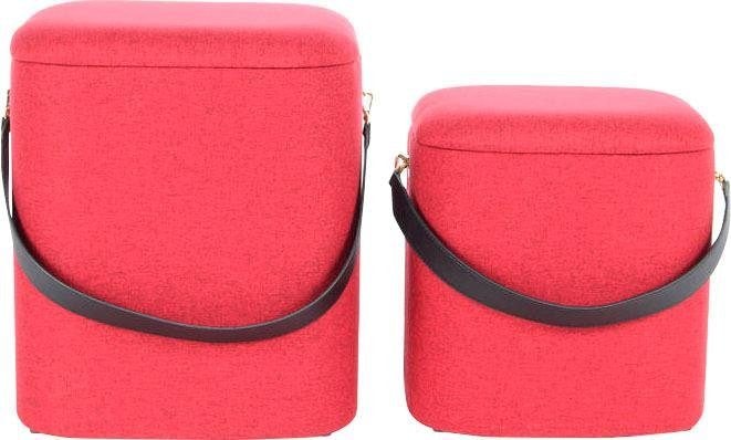 Kayoom Hocker »Arabella 225 2er-Set, abnehmbare Sitzfläche, Lagerfläche im Inneren« Set, 2 Stk. tlg. stapelbar, gepolstert, mit Stauraum, abgerundete quadratische Form