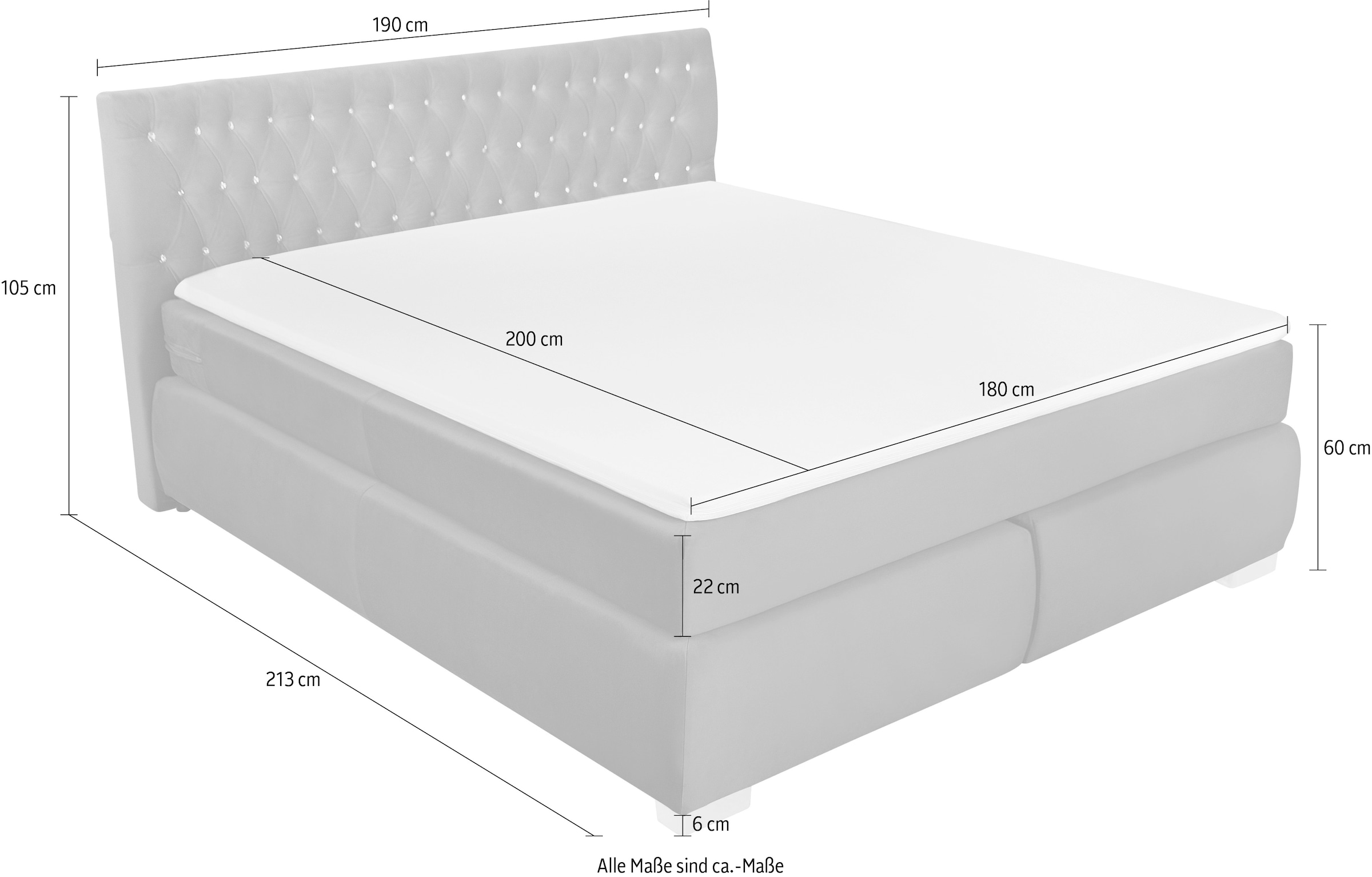 Leonique Boxspringbett »Rumba«, Taschenfederkern-Matratze in Härtegrad 3, in 4 Breiten, incl. Topper