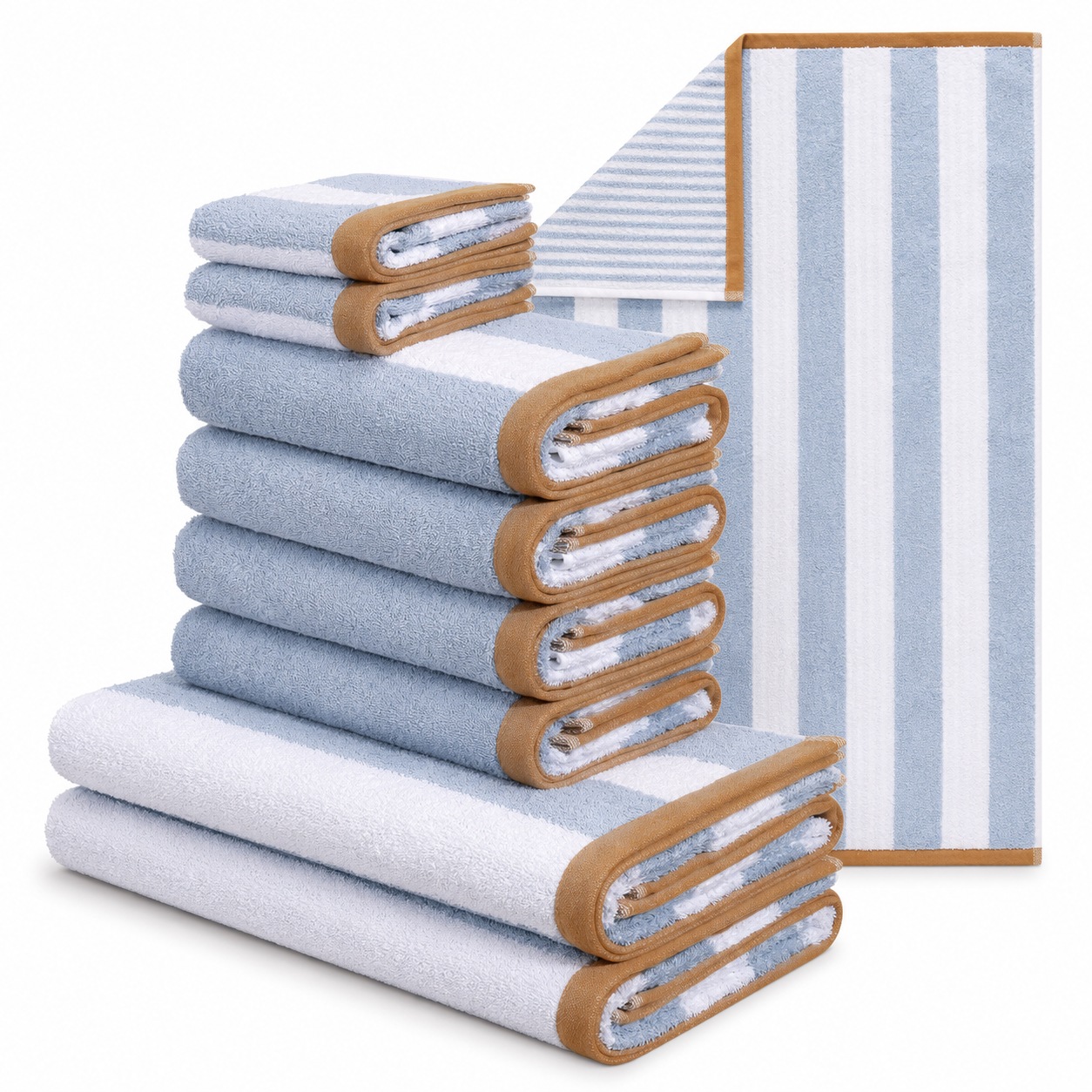 OTTO home Handtuch Set »Elenna, Handtücher, 100% Baumwolle, 500 gr/m², 8-tlg.« Set 8 Frottier Duschtücher, Handtücher, Gästehandtücher, modern, Streifen