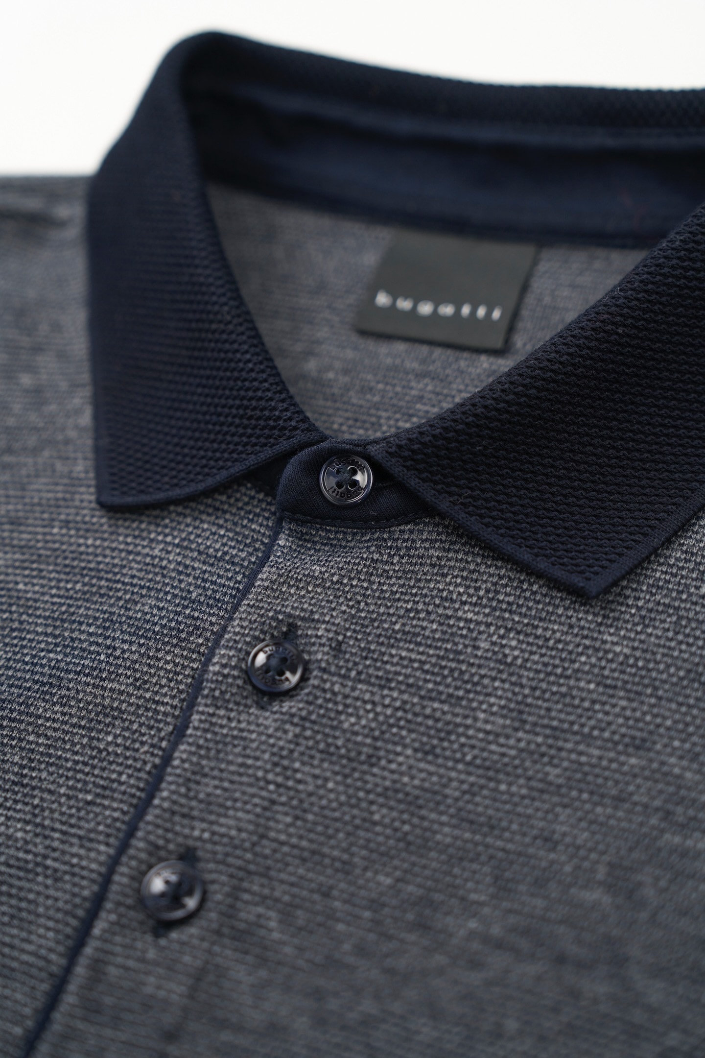 bugatti Langarm-Poloshirt, mit Strukturkragen
