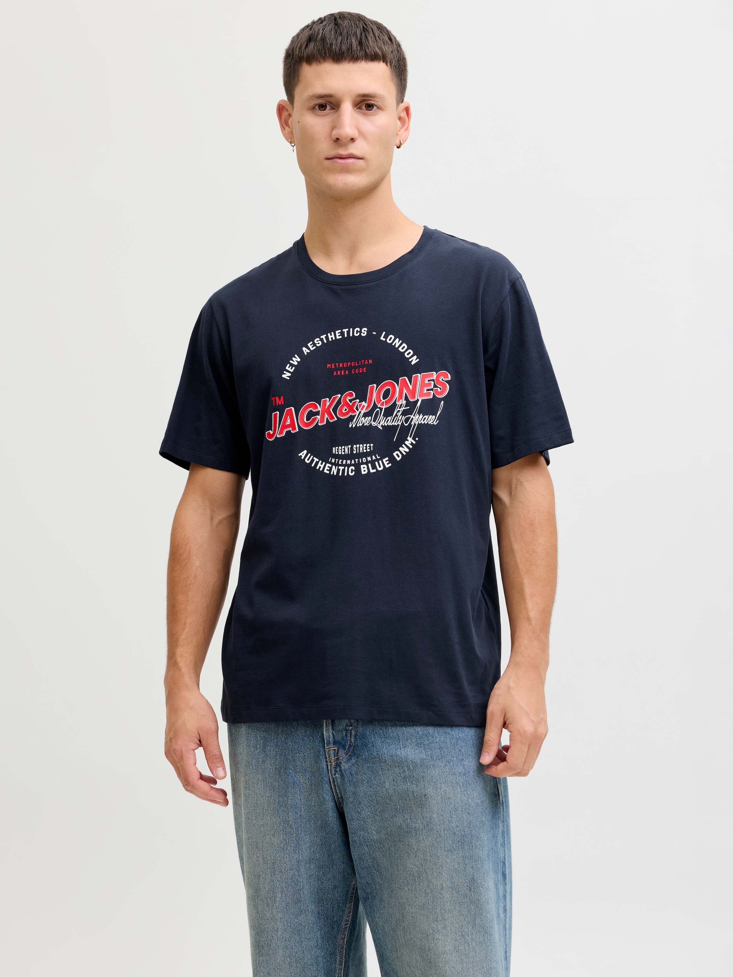 Jack & Jones Rundhalsshirt »JJELOGO TEE SS O-NECK 2 COL SS26 SN« mit Grafikprint