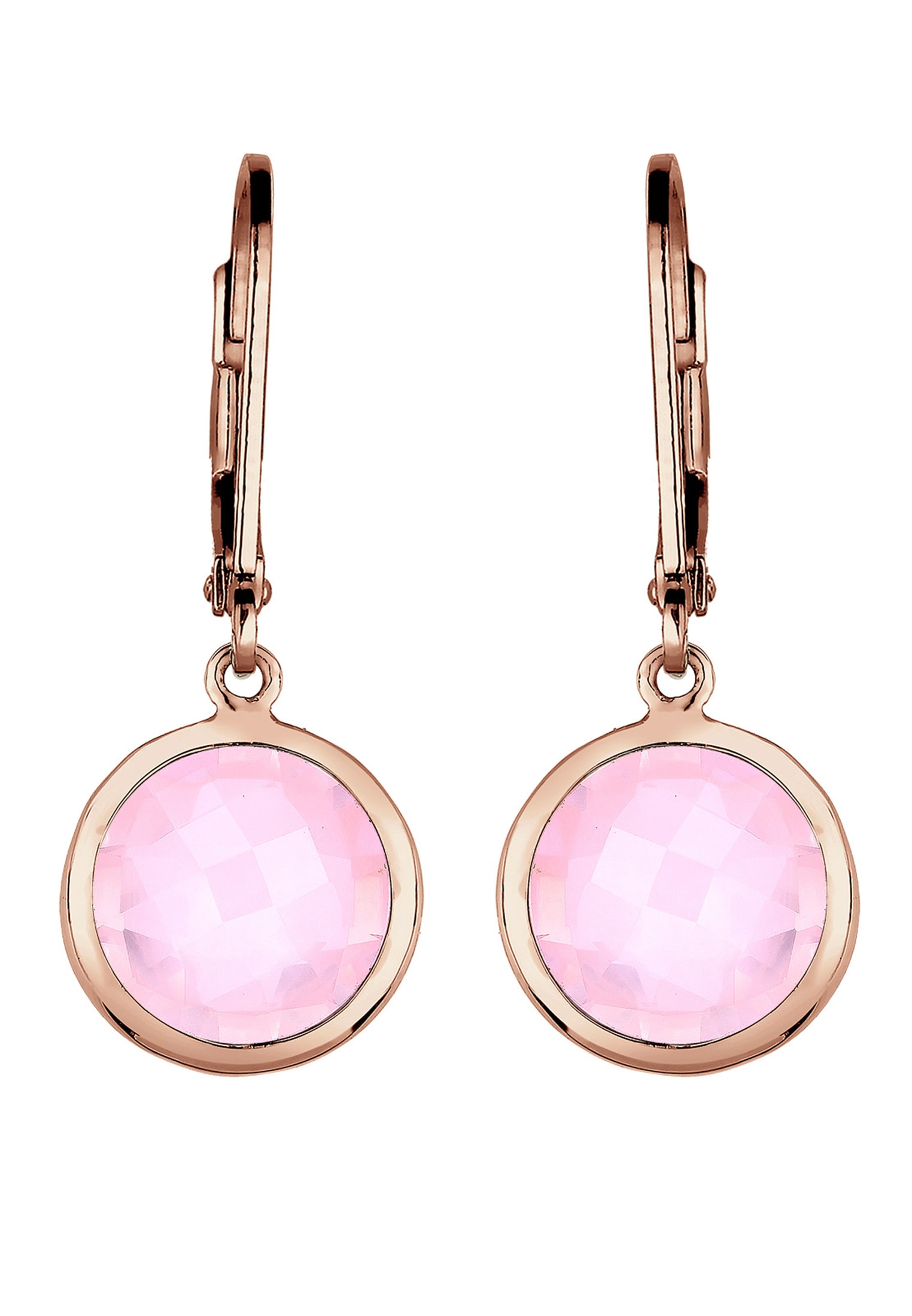 Elli Paar Ohrhänger »Ohrringe Ohrhänger Quartz Rosé 925 Sterling Silber Rosegold«