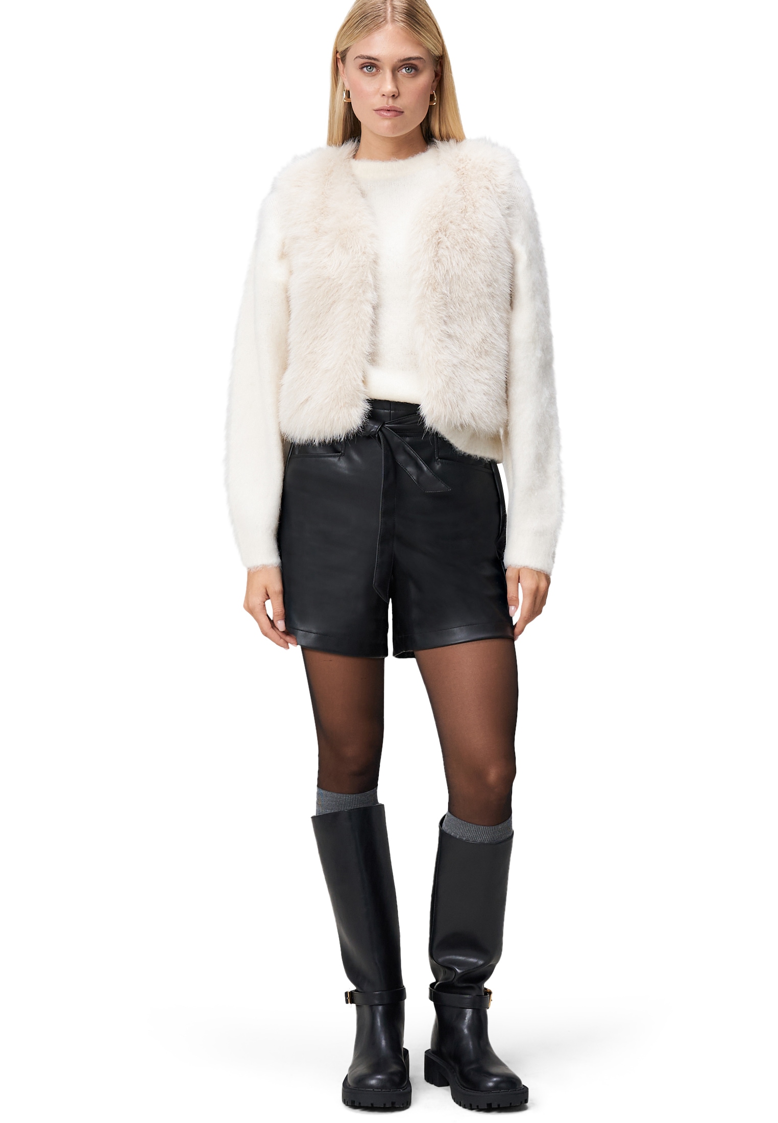 Zero Shorts »Shorts Lederoptik mit Bindegürtel«