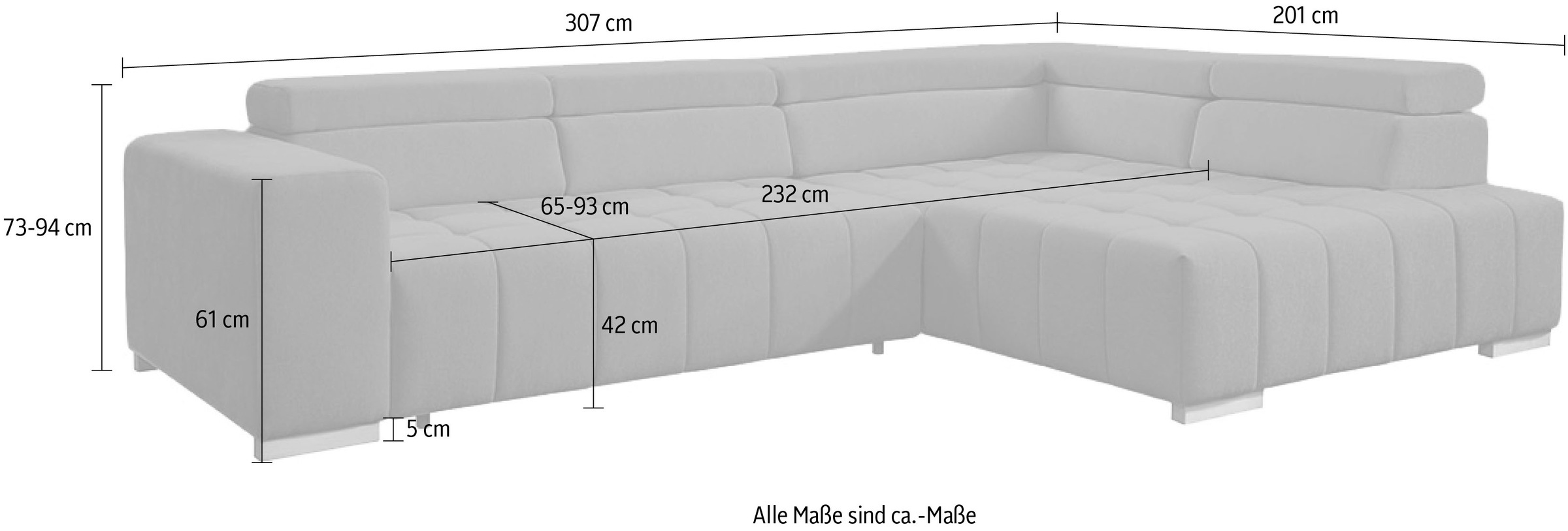 exxpo - sofa fashion Ecksofa »Elianos, hoher Sitzkomfort, aufwendige Kreuzsteppung im Sitz, L-Form« Kopfteile & Sitztiefe verstellbar, ohne Bettfunktion