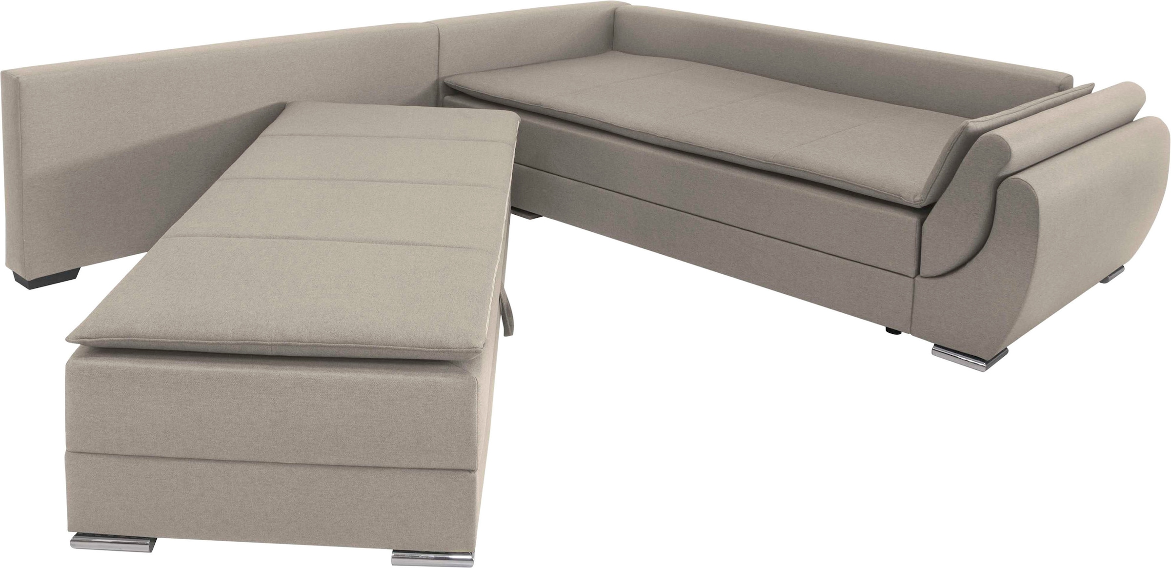 INOSIGN Ecksofa »Göteborg«, mit Boxspring-Bettfunktion und Bettkasten, Dauerschlaffunktion, Topper