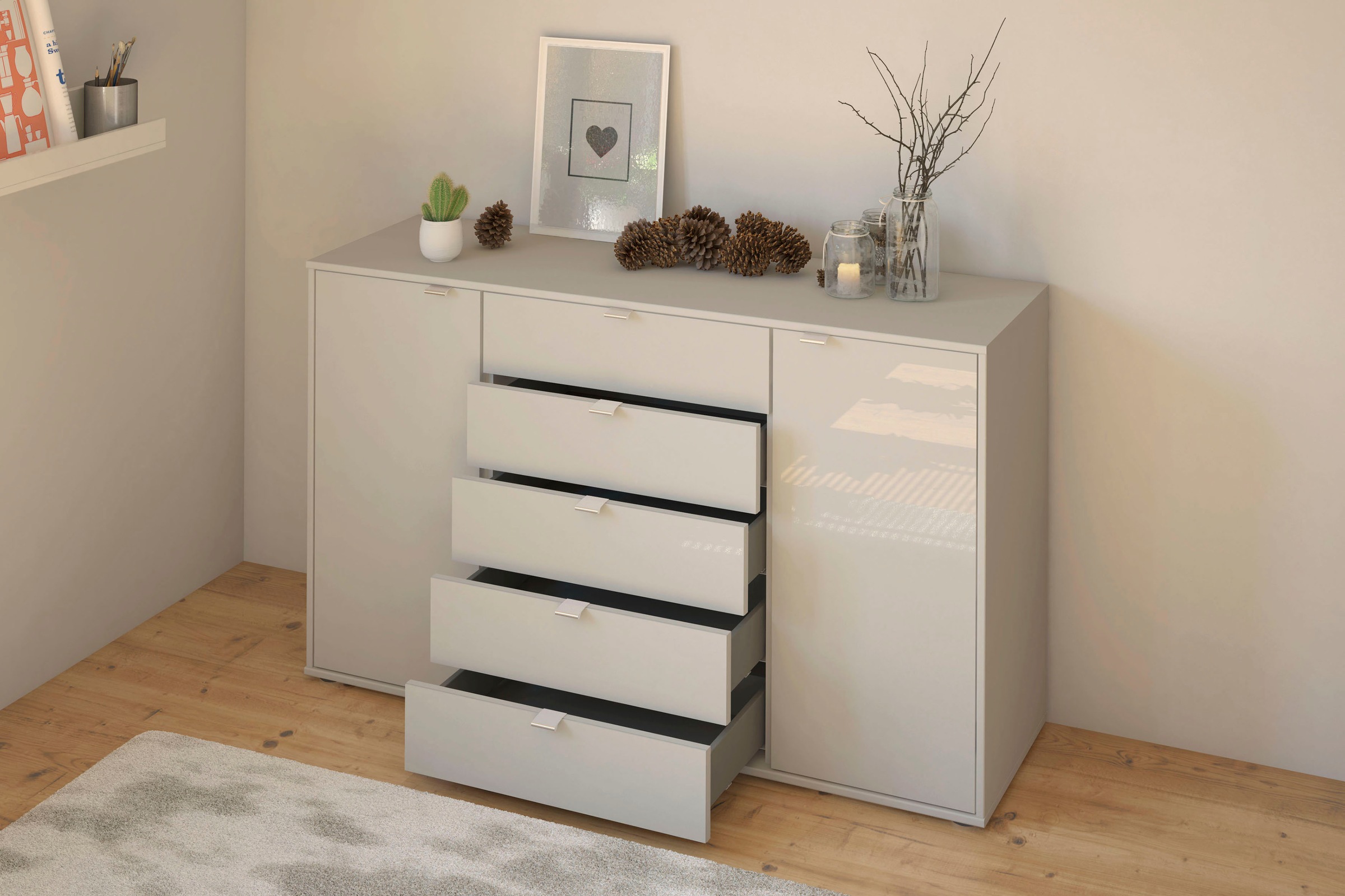 WIEMANN Kombikommode »Nizza«, vormontiert, mit Soft-Close und Glasfront