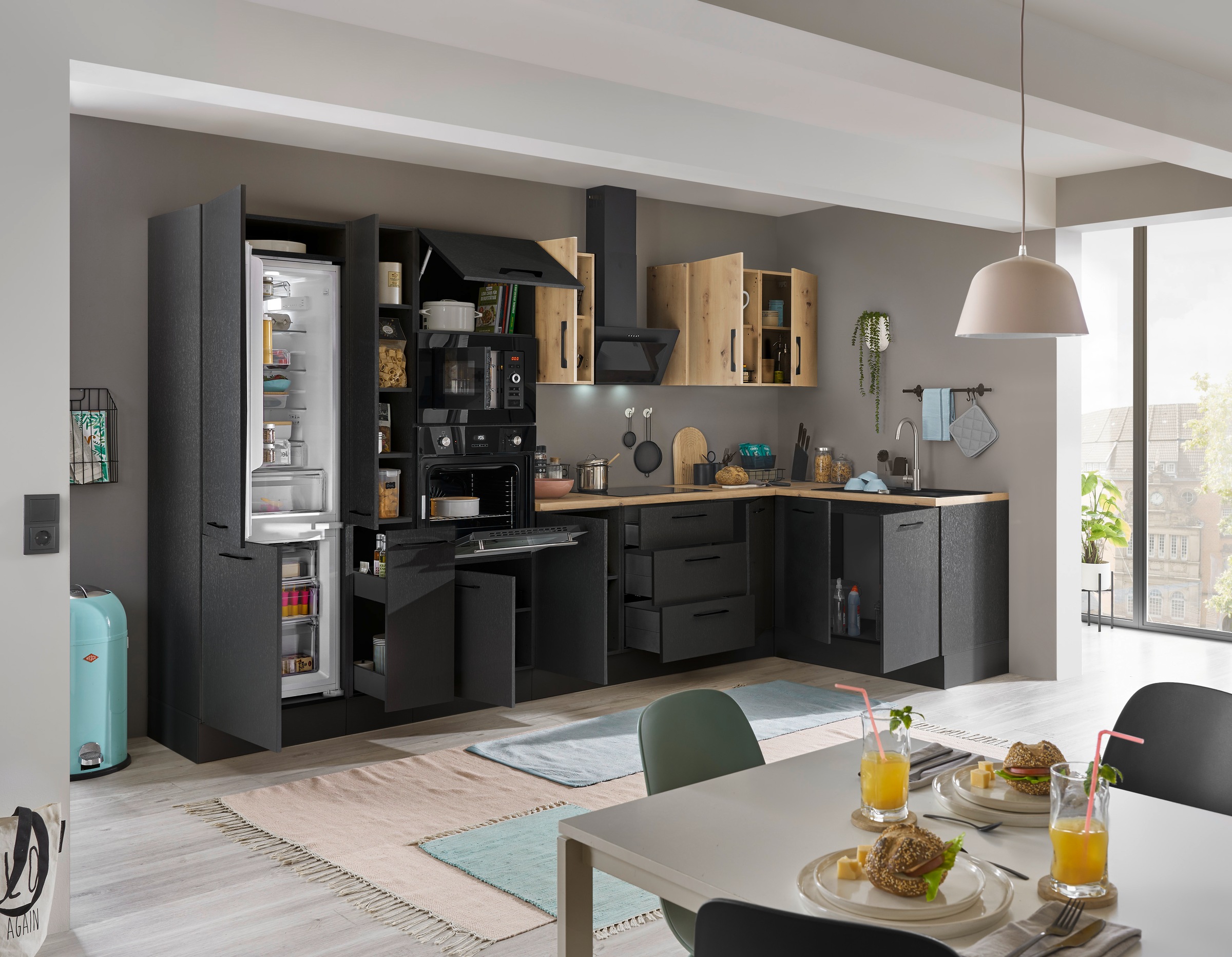 BASIC by Balculina Winkelküche »Turin«, Stellbreite 360x175 cm, wahlweise mit E-Geräten