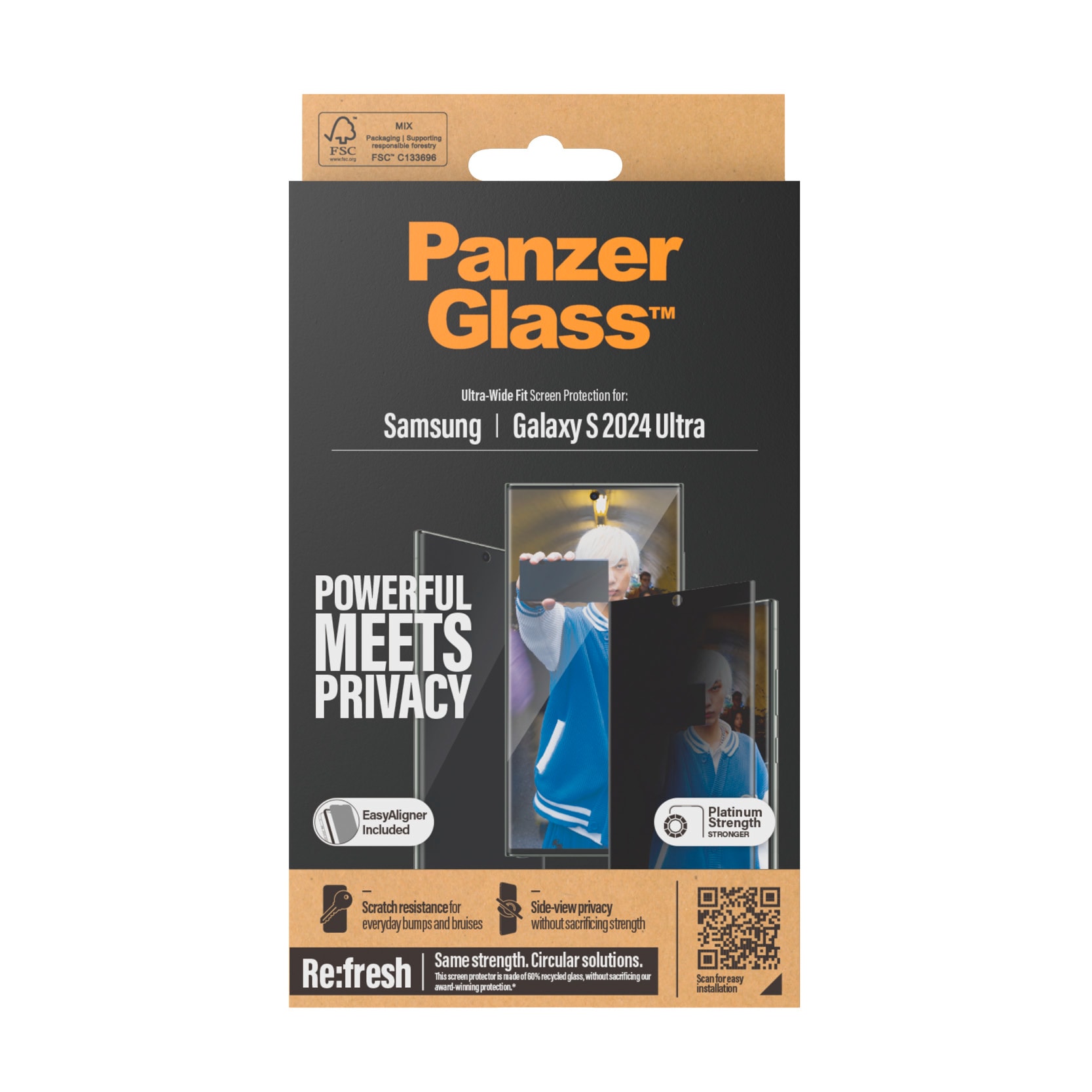PanzerGlass Displayschutzglas »Ultra Wide Fit Privacy Screen Protector« für Samsung Galaxy S24 Ultra Displayschutzfolie, stoßfest, kratzbeständig