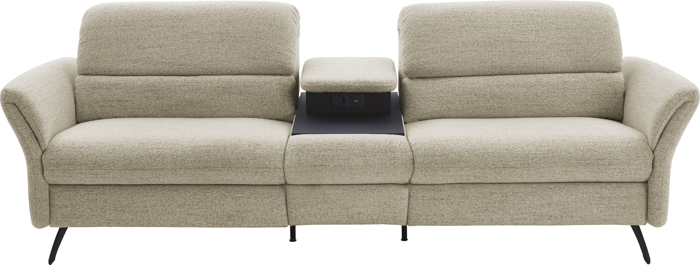 Home affaire 3-Sitzer »Bellaria, inklusive 2x Relaxfunktion motorisch mit Herz-Waage-Beschlag« Zwischenelement mit Tisch, Steckdose & USB-Ladestation