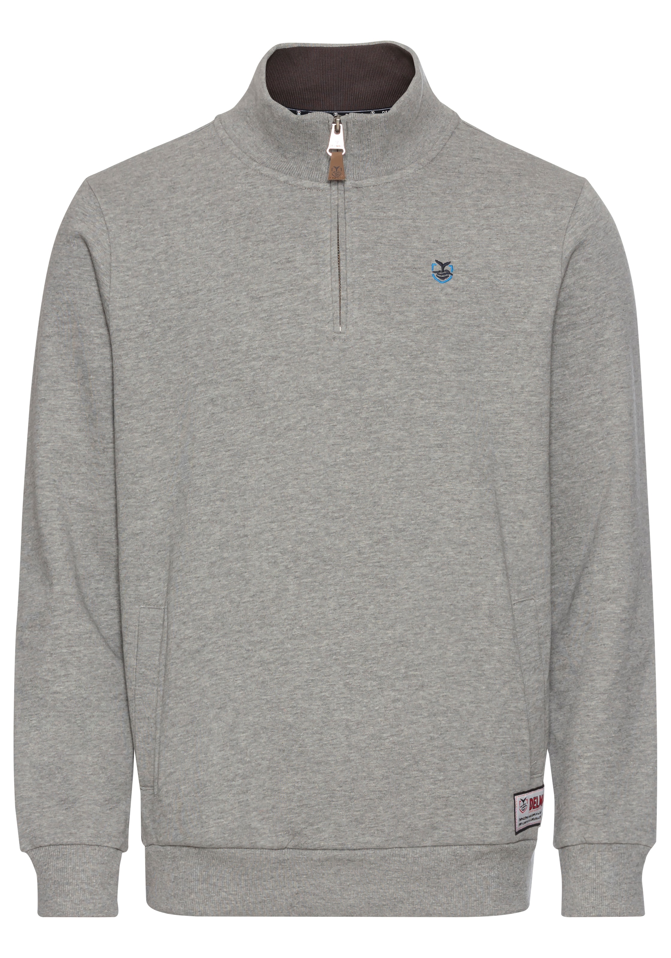 DELMAO Sweatshirt, mit Henley Kragen und Seitentaschen - NEUE KOLLEKTION