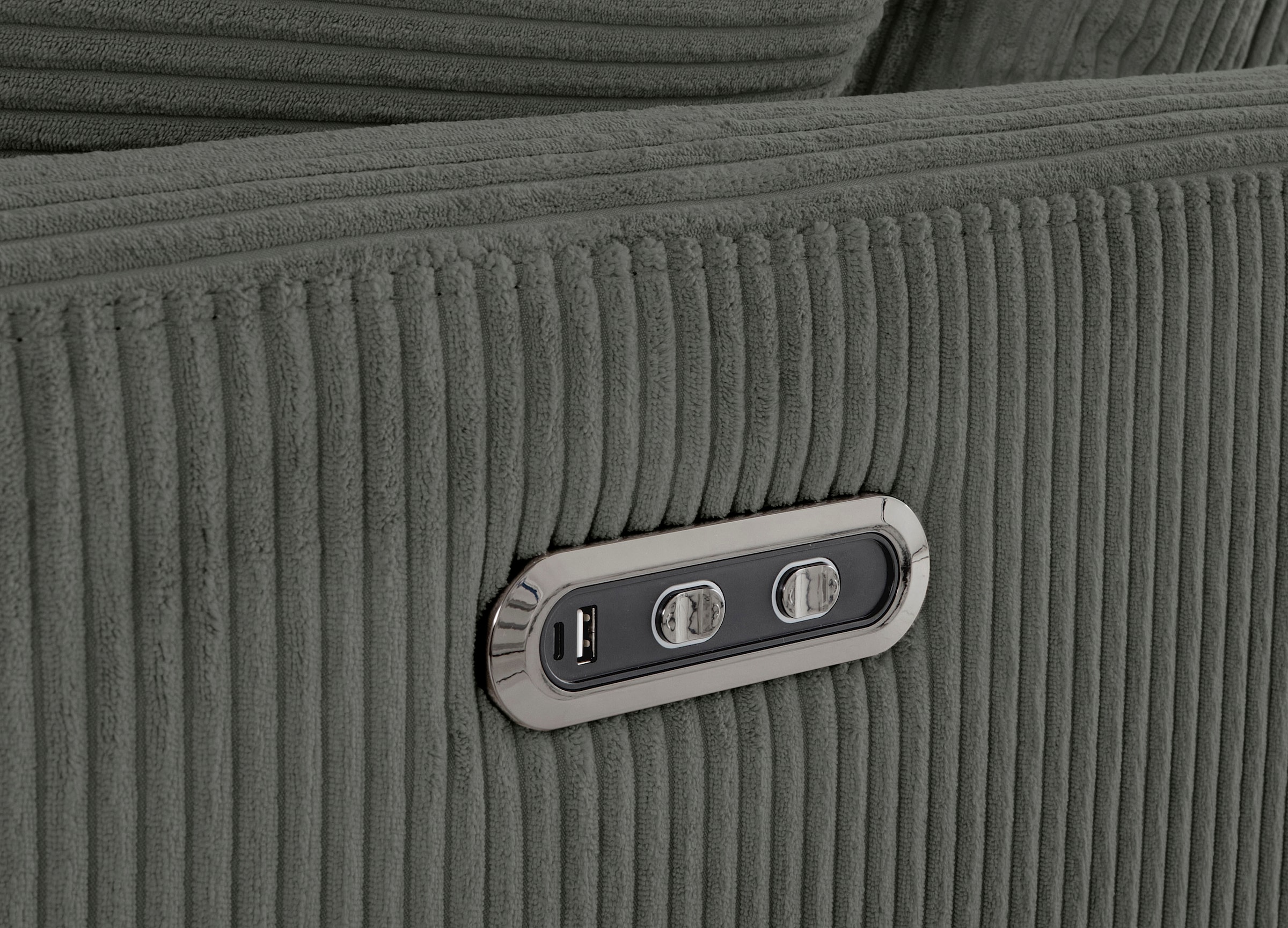 INOSIGN Ecksofa »JENNA, L-Form,  209cm, manuelle u. elektrische Funktion, mit USB A/C,« Liegefunktion 105°-150°, Federkern, Cord