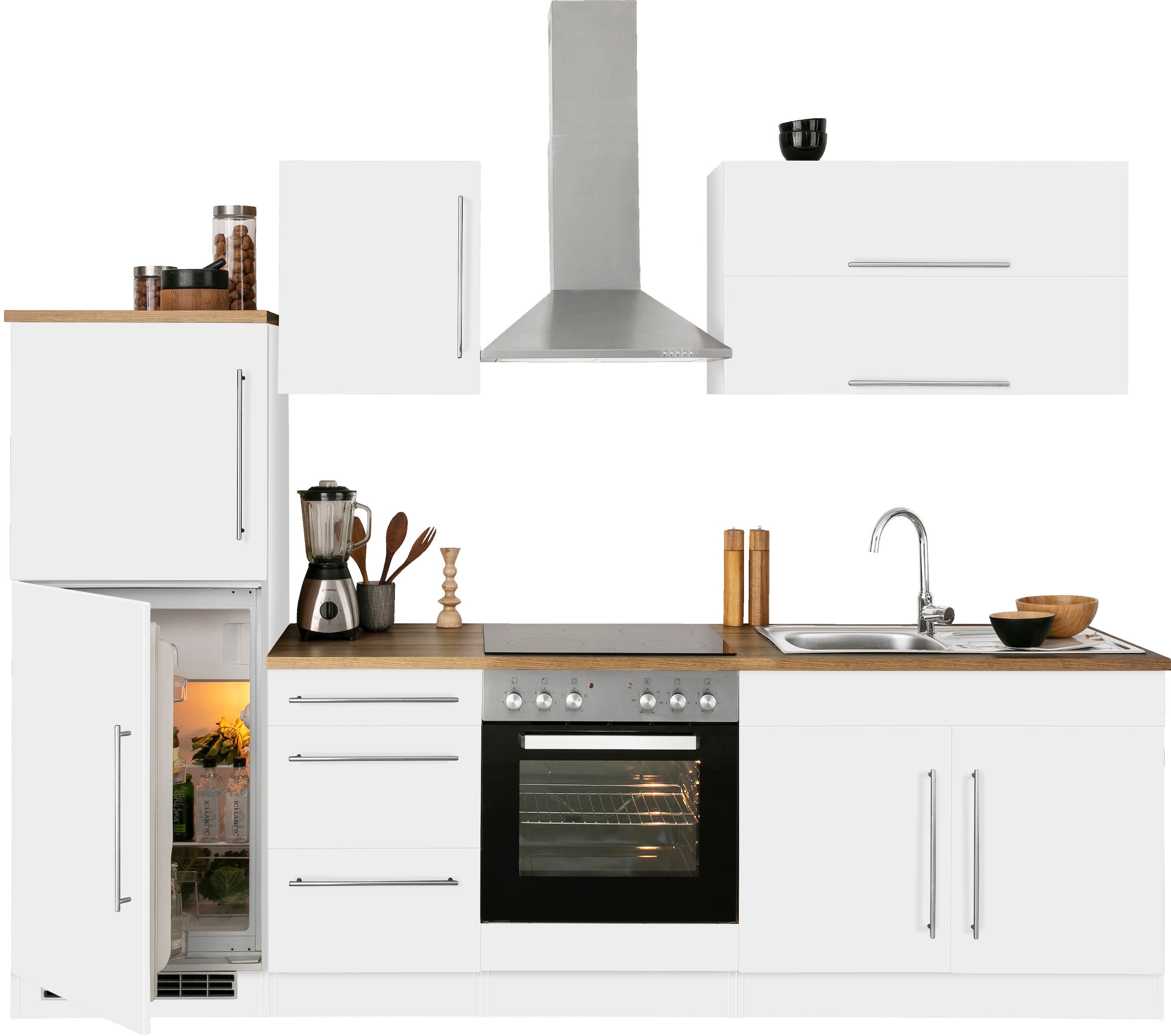 KOCHSTATION Küchenzeile »KS-Samos« Breite 270 cm, wahlweise mit E-Geräten, mit Arbeitsplatte