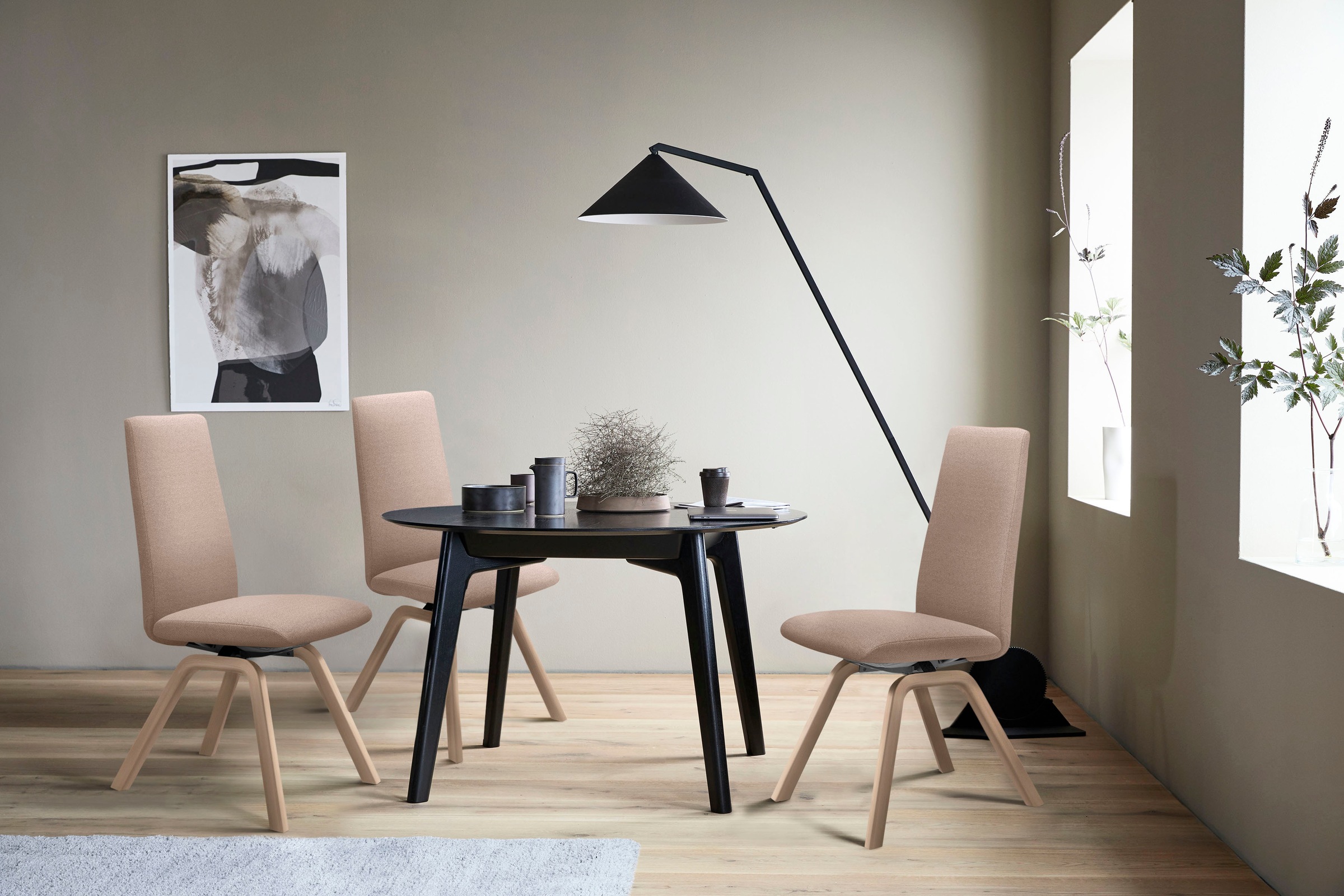 Stressless® Polsterstuhl »Laurel«, ROHLEDER Stoff Q2 FARON, High Back, Größe M, mit schräggestellten Beinen in Eiche natur