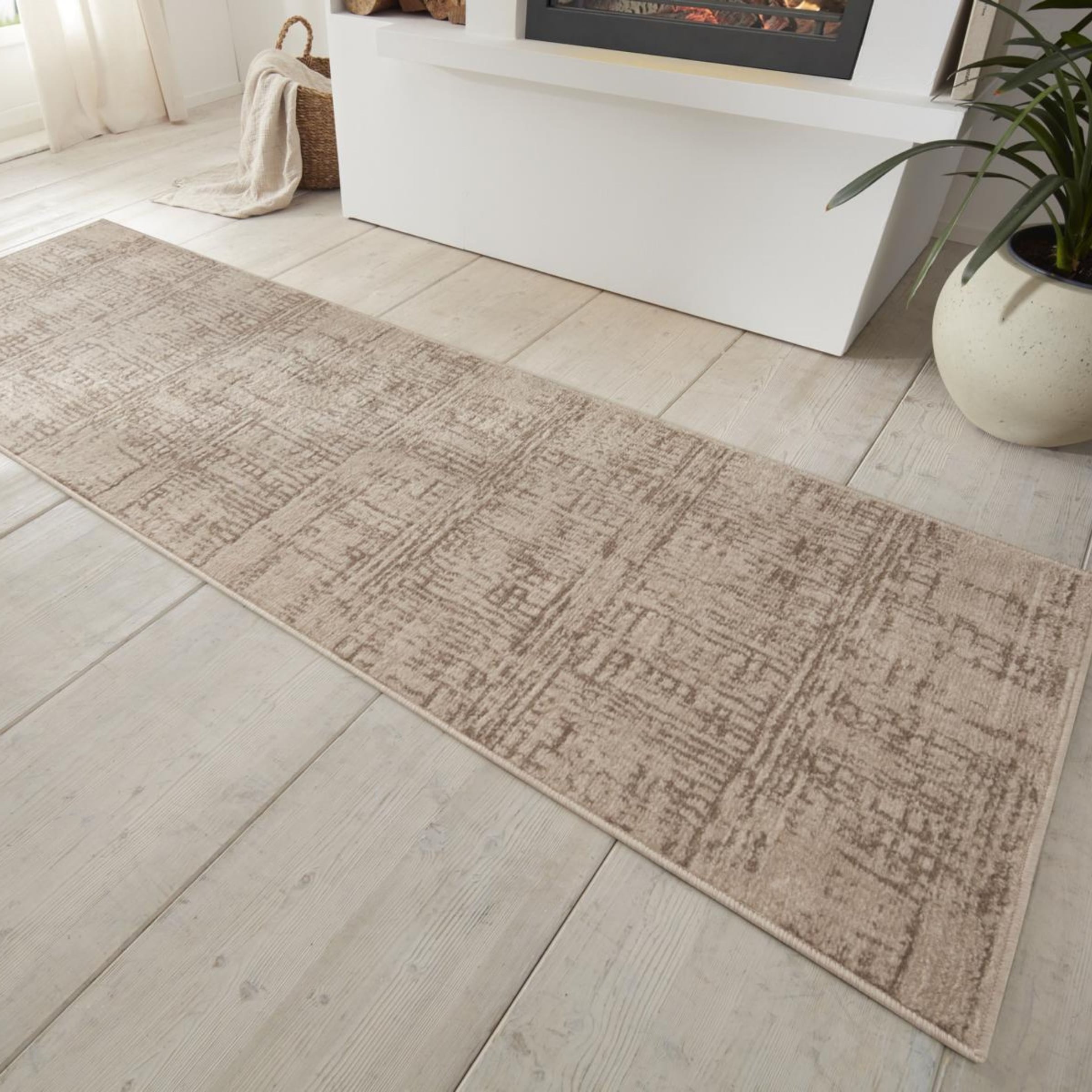 THE RUGS Terrain Designer Shortpile Rug Durable Synthetic Fibre, Modern in Brown | Size: 80cm x 200cm