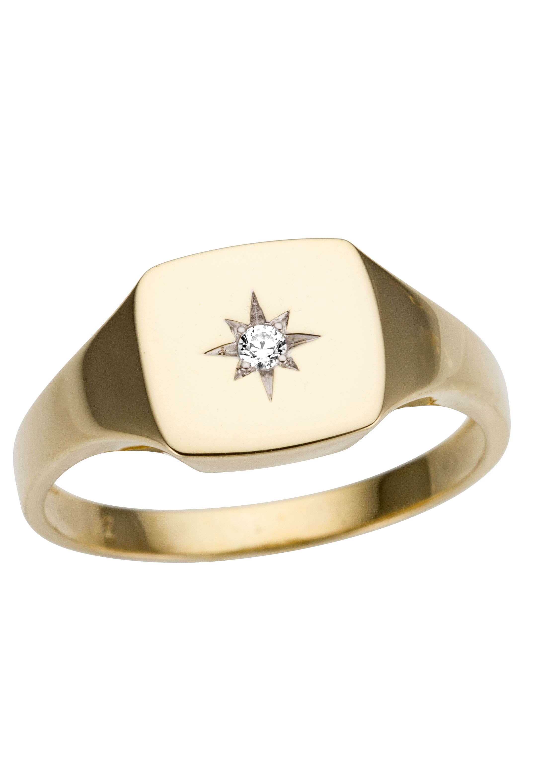 Goldring »Schmuck Geschenk Gold 333 Siegelring, Stern, teilw. rhodiniert«, mit Brillant