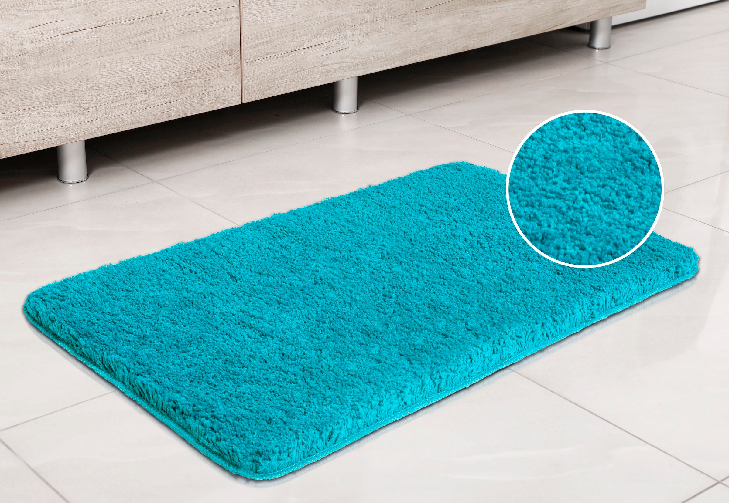 my home Badematte »Sanremo, Badvorleger, Badezimmer Teppich, sehr weich«, rutschhemmend beschichtet, fußbodenheizungsgeeignet-schnell trocknend, Badteppich, unifarben, rechteckig, rund & als 3-tlg. Set erhältlich
