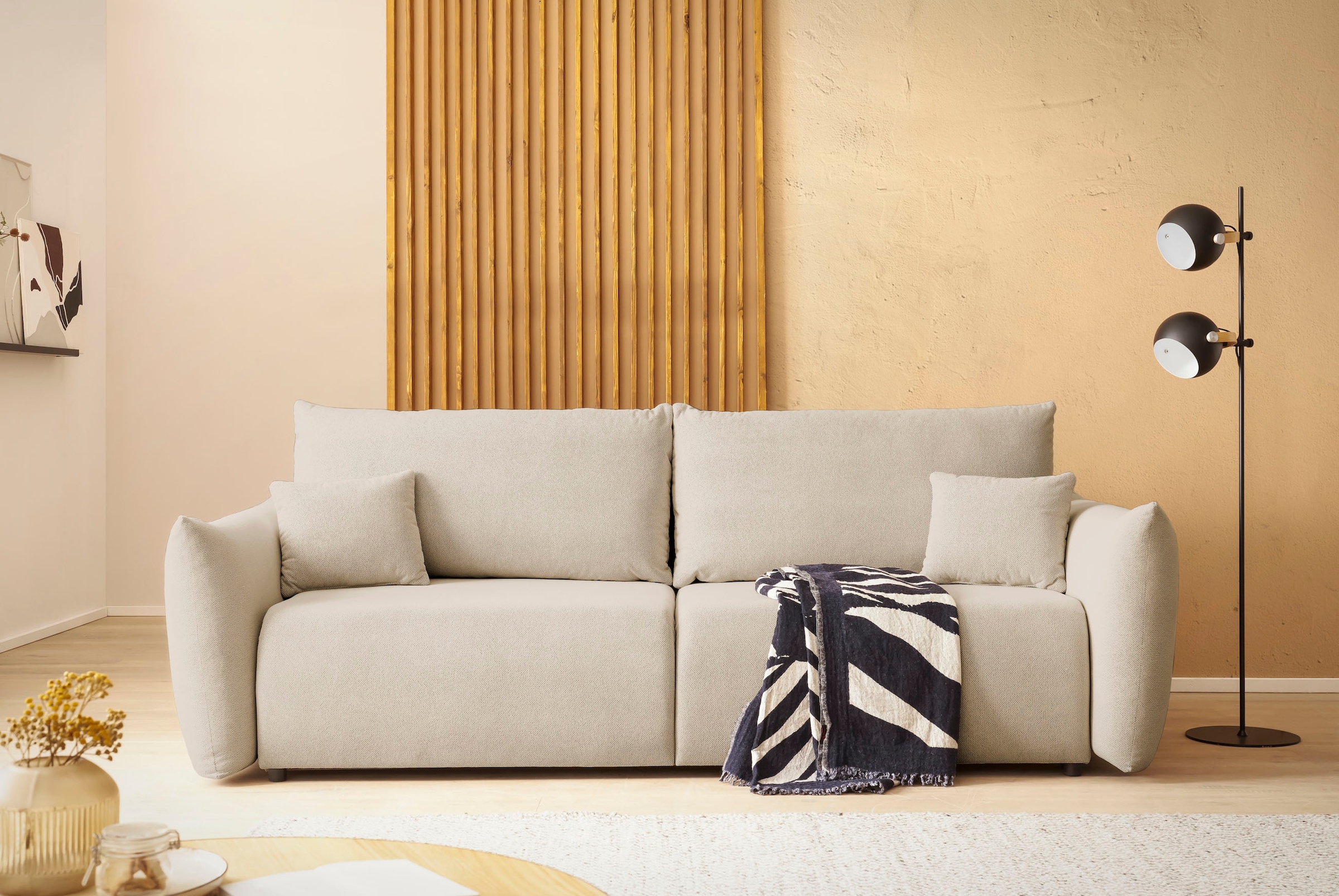 INOSIGN 3-Sitzer »MAVAS Schlafsofa mit Bettkasten« ca.240/108cm (Liegefläche 212/145 cm), Cord, Chenille, Struktur