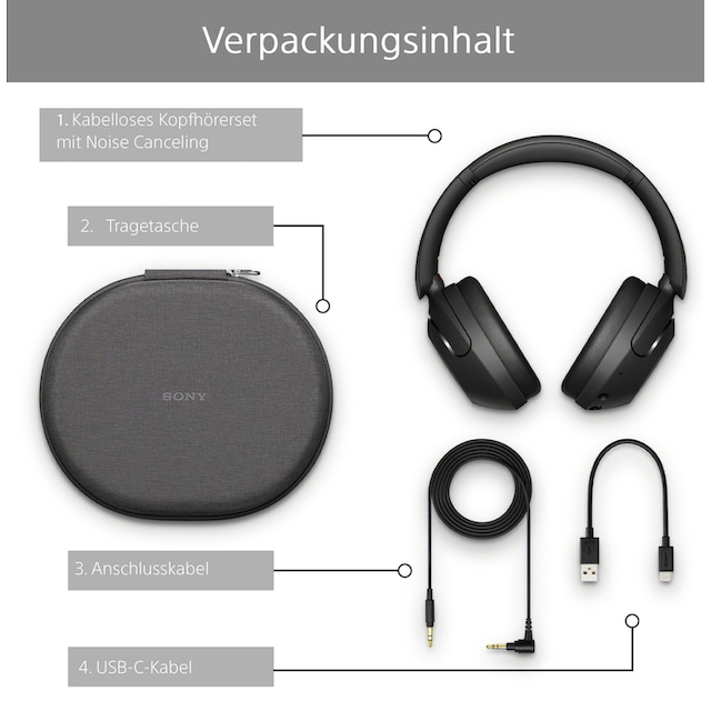 Sony A2DP Bluetooth-AVRCP LED ➥ Ladestandsanzeige 3 | XXL Jahre UNIVERSAL Over-Ear-Kopfhörer Bluetooth-HFP-HSP, »WH-XB910N«, Garantie