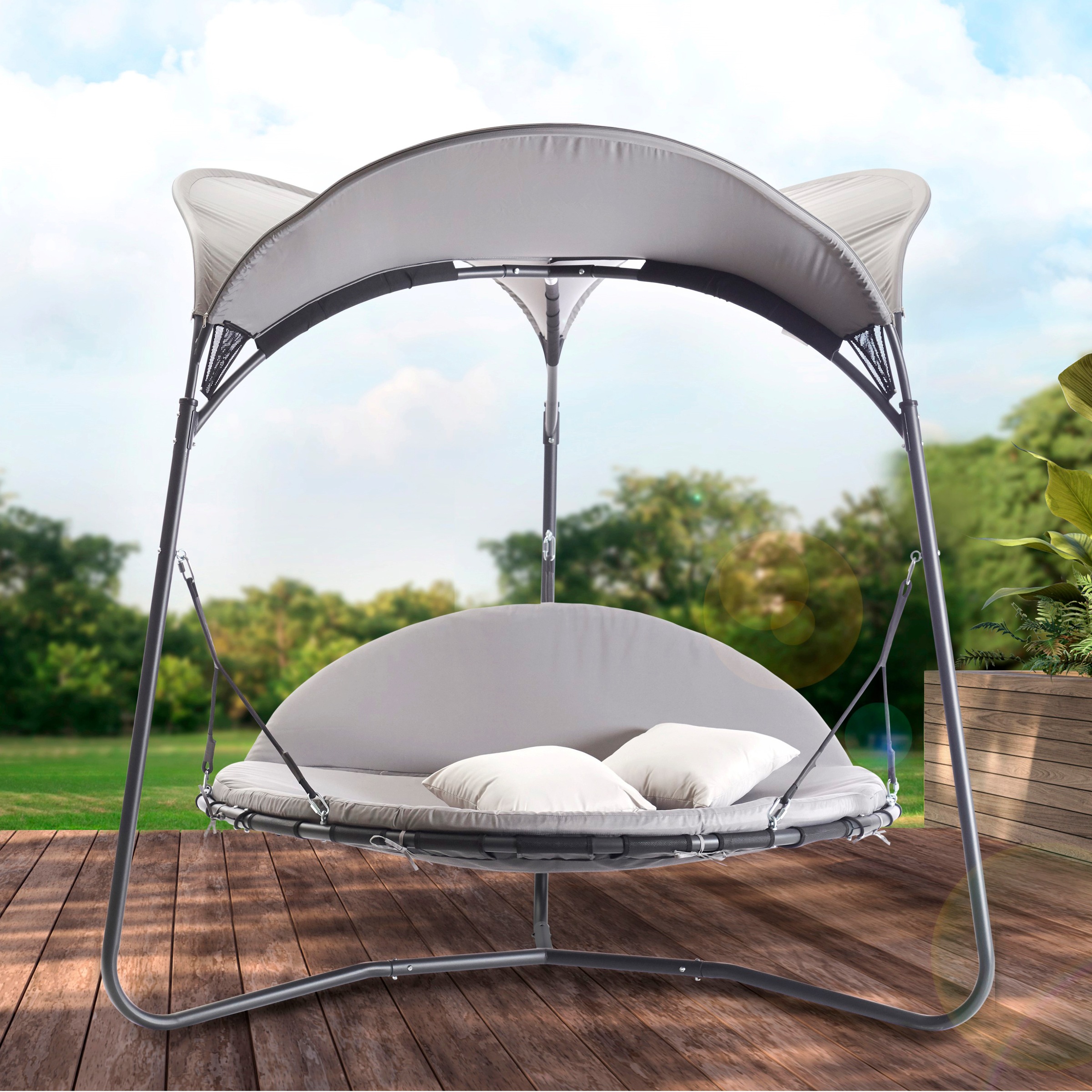 Leco Gartenliege »Luxusschaukelbett Mareike«, mit Polsterauflage und Kissen