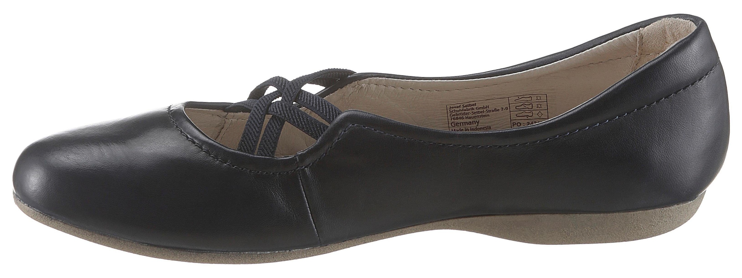 Josef Seibel Riemchenballerina »Fiona 39«, Festtagsschuh, Slipper, Komfortschuh mit überkreuztem Gummizug