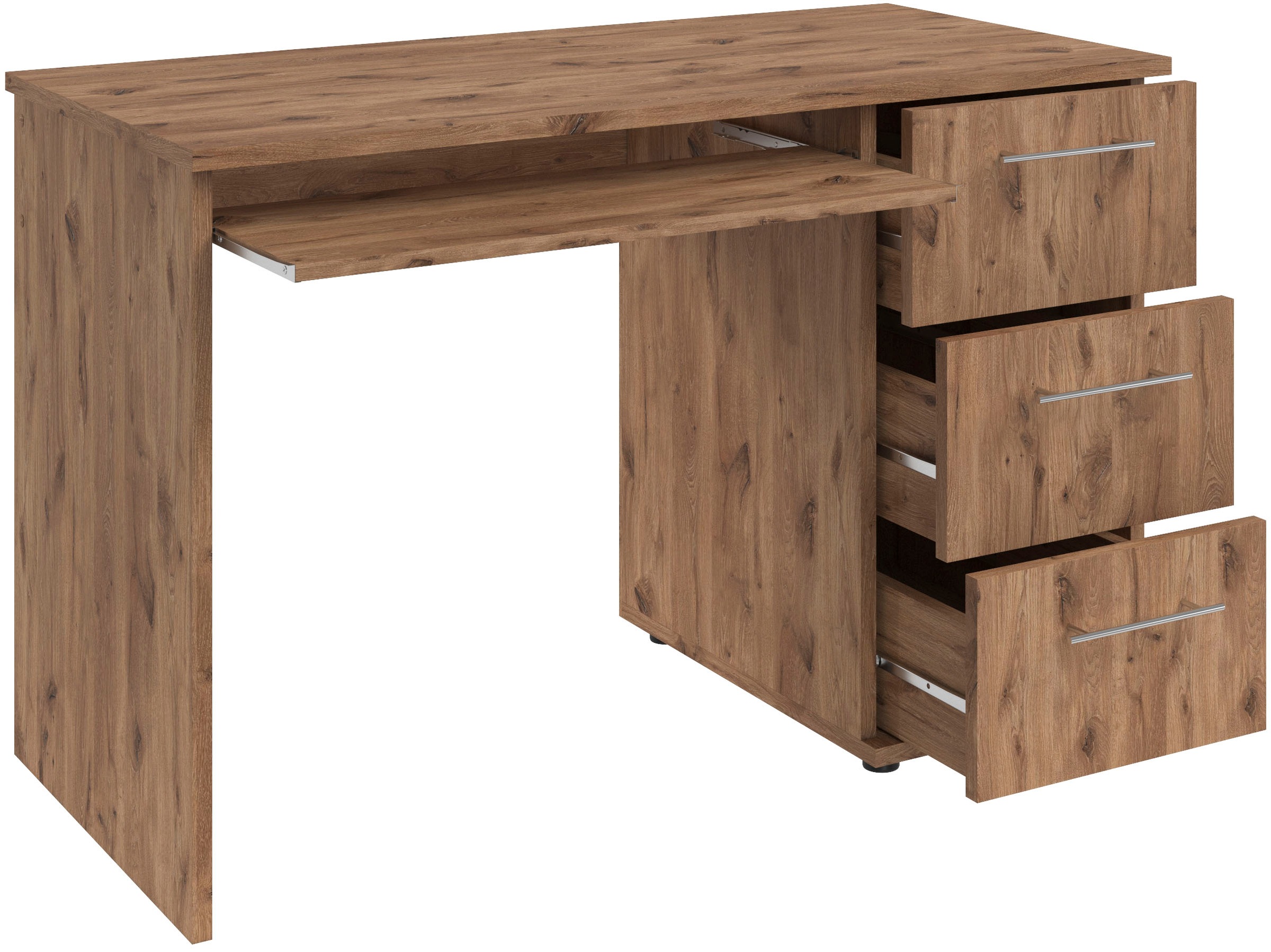 VOGL Möbelfabrik Schreibtisch »Tobi, optional mit Tastaturauszug,«, mit 3 Schubkästen, Breite 115 cm, Made in Germany