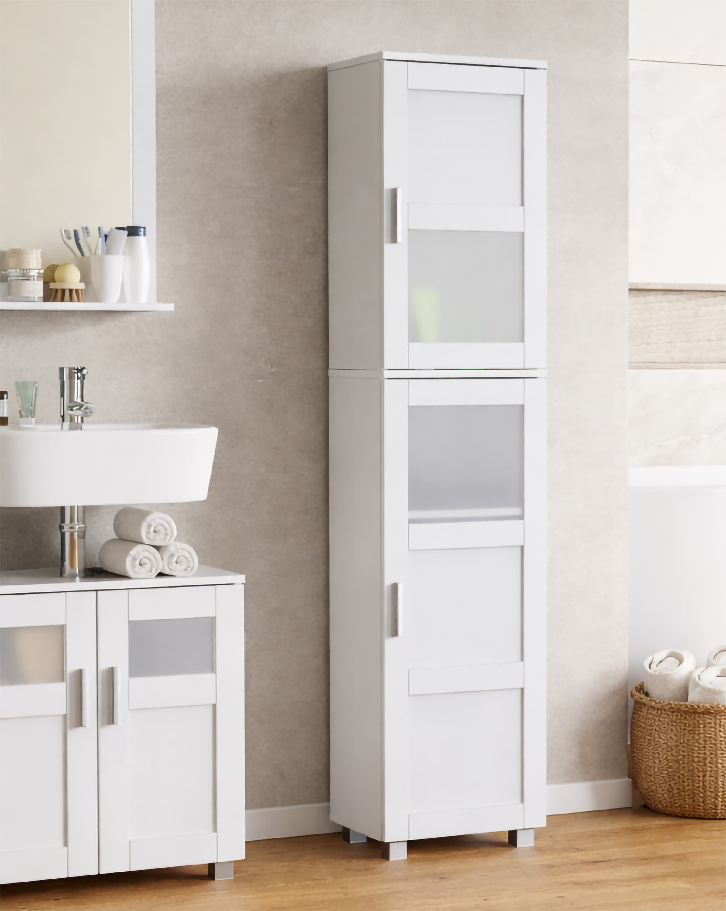 VCM Hochschrank »Holz Badmöbel Badschrank Hochschrank Nilari« 1 Stk. tlg.