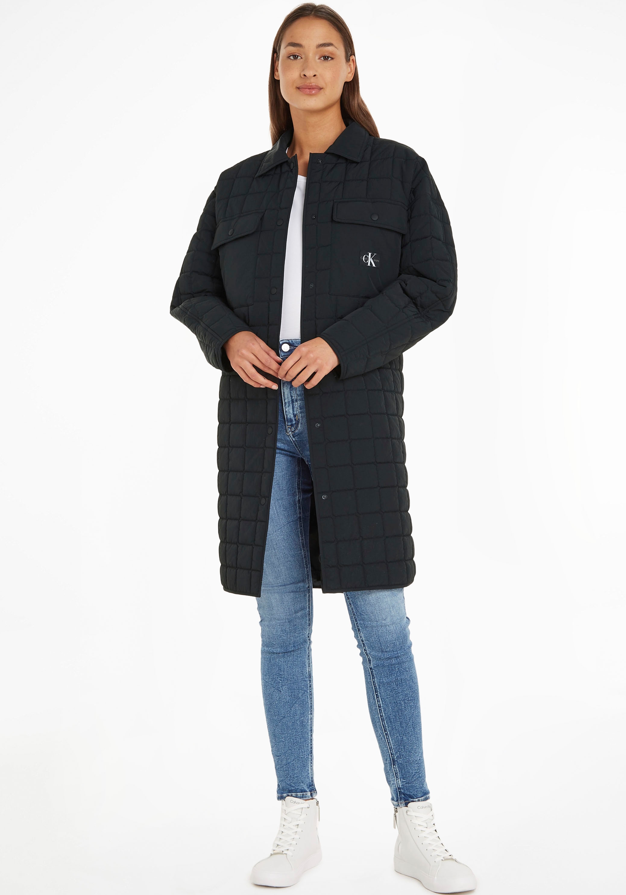 bei Calvin QUILTED UTILITY ♕ COAT« »LONG Steppmantel Jeans Klein