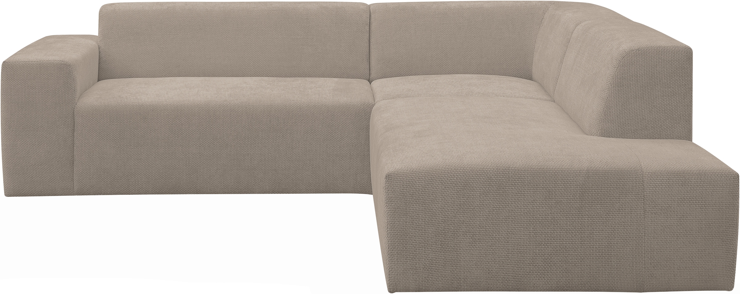 WERK2 Ecksofa »Zeus-M, tolles Sofa mit schönen Details, L-Form«, Curvy Trend Garnitur, urbane Optik, komfortable Wellenunterfederung