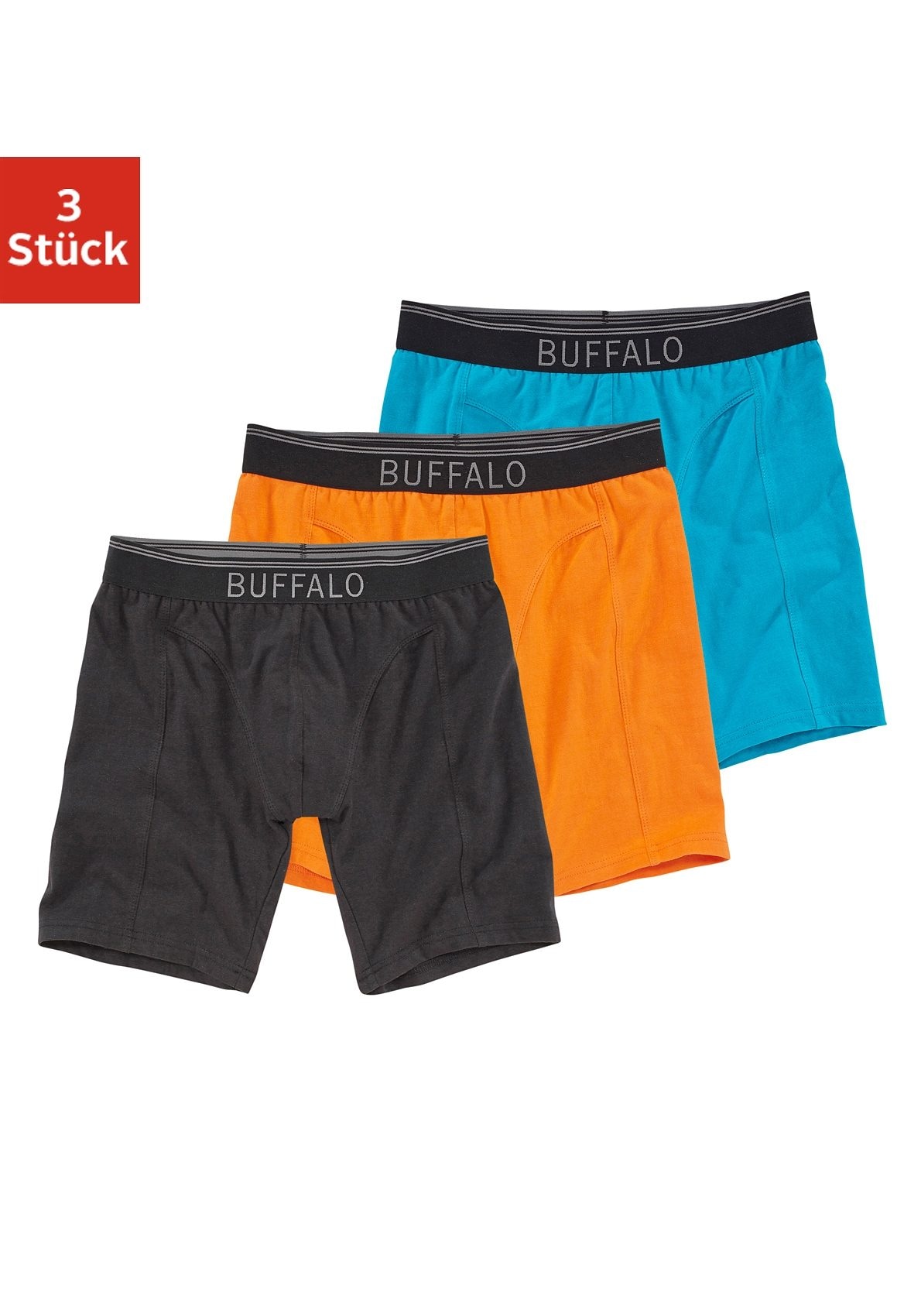 Buffalo Boxer, (Packung, 3 St.), in langer Form ideal auch für Sport und Trekking