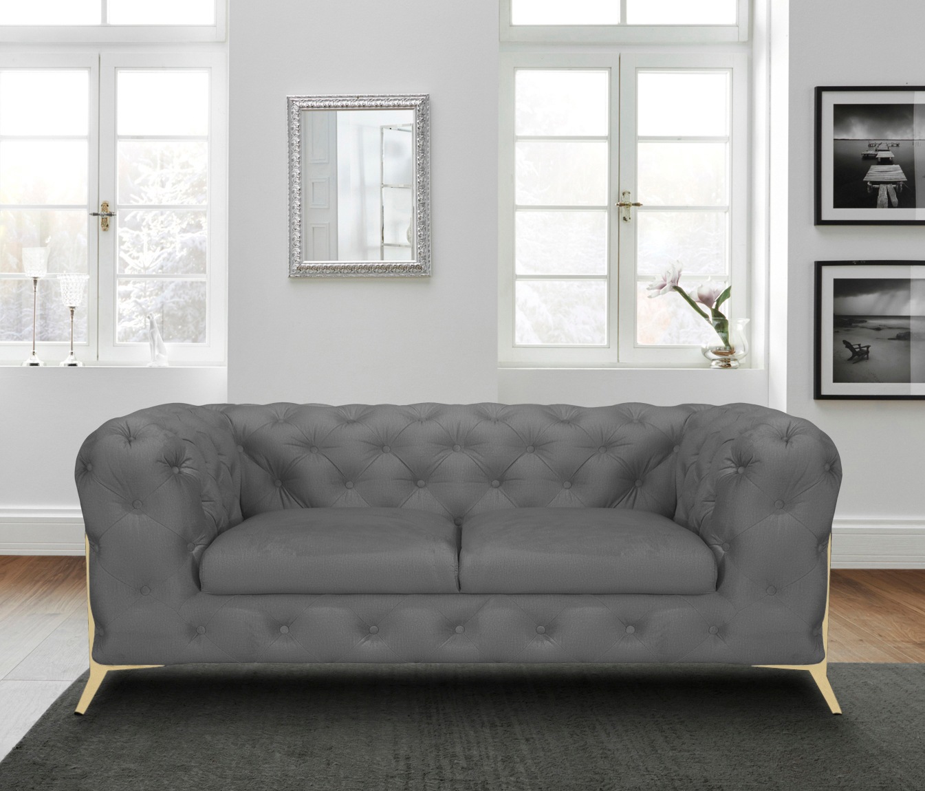 Leonique Chesterfield-Sofa »Amaury«, aufwändige Knopfheftung, moderne Chesterfield Optik, Fußfarbe wählbar