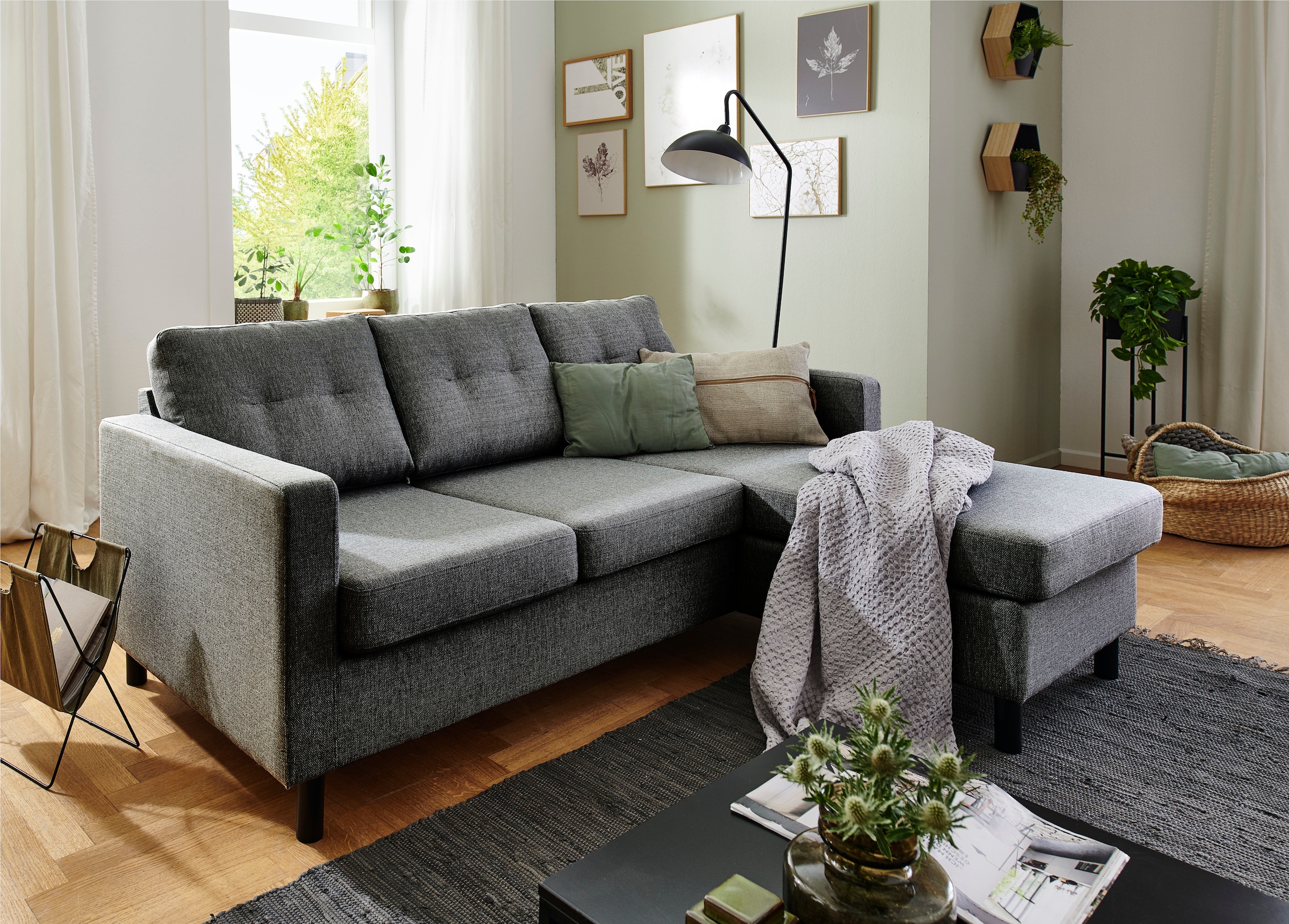 ATLANTIC home collection Ecksofa »Tea L-Form«, Ecksofa, frei im Raum stellbar und Recamiere beidseitig montierbar