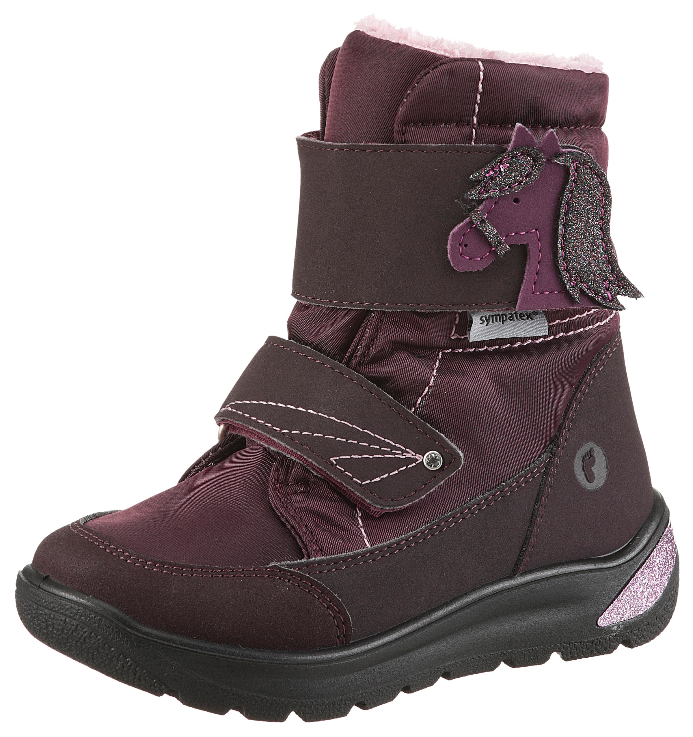 Ricosta, Damen, Winterstiefel »Garei WMS: normal« Snowboots mit Sympatex, Größenschablone zum Download, brombeer, 30, brombeer, Hübsche Klettstiefel 