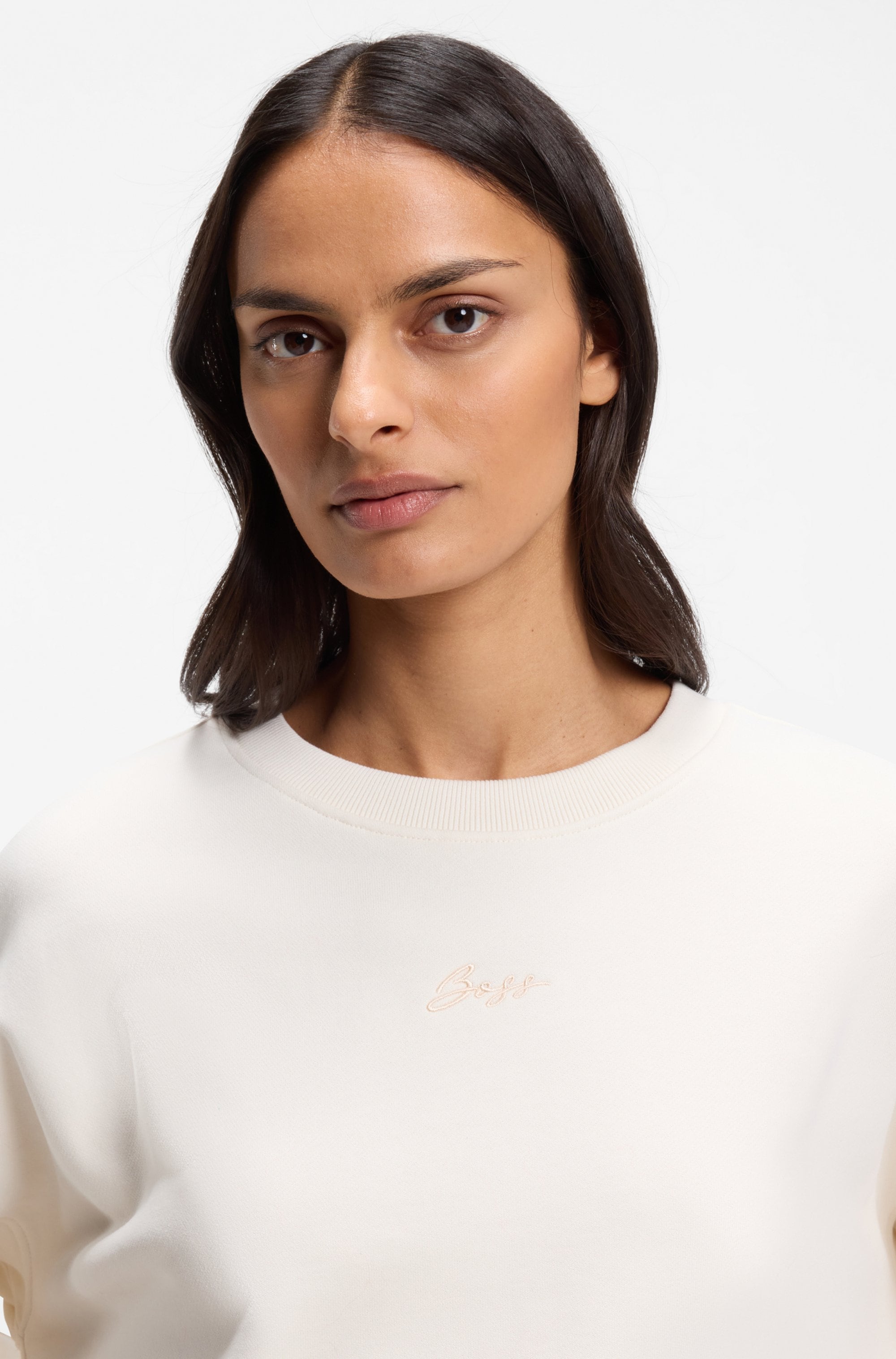 BOSS ORANGE Sweater »Ever Premium Damenmode«, mit Logostickerei, aus Baumwolle
