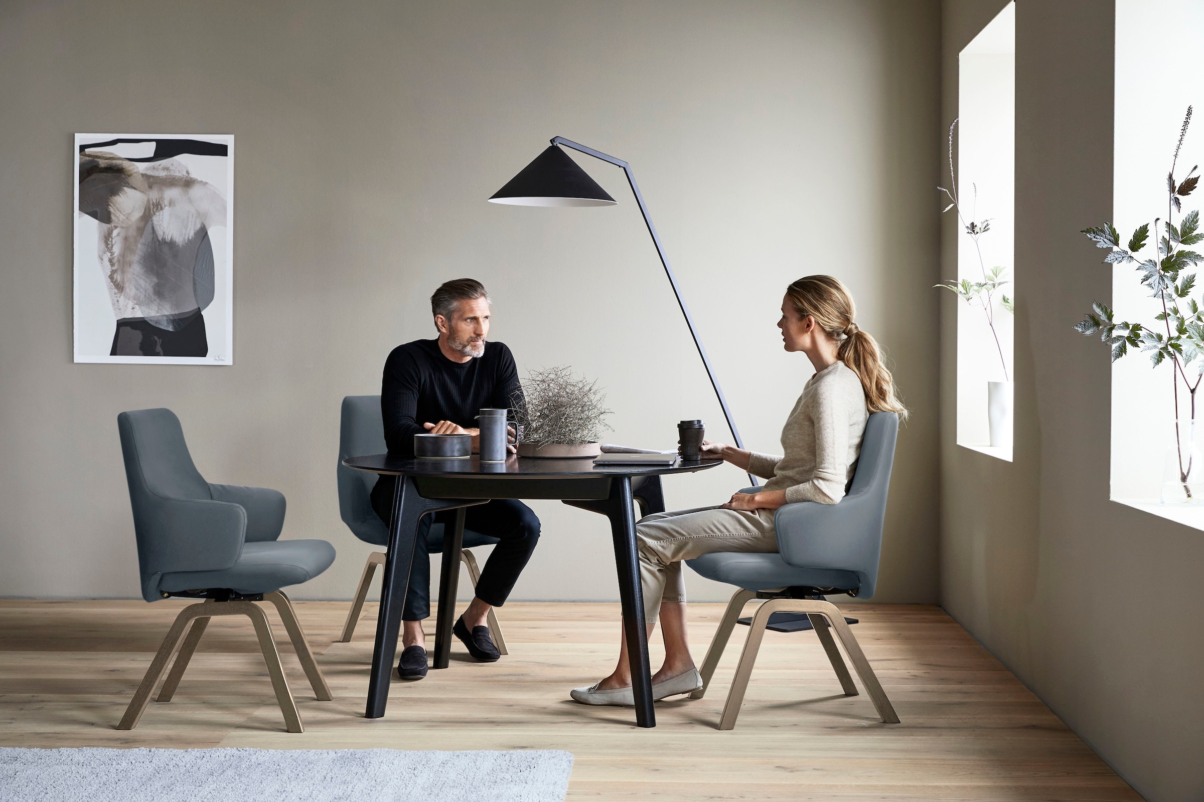 Stressless® Polsterstuhl »Laurel«, Leder BATICK, Low Back mit Armlehne, Größe L, mit schräggestellten Beinen in Eiche