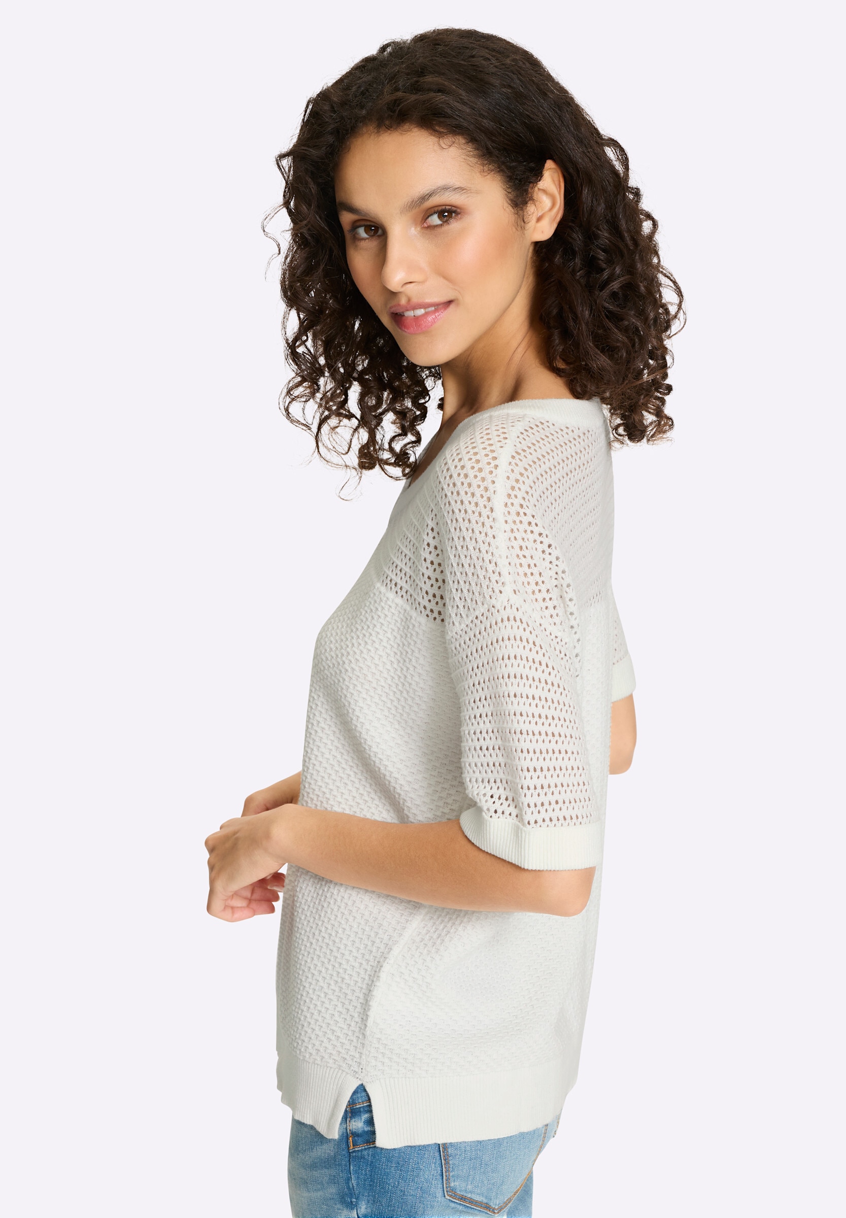 heine Strickpullover »Pullover Pullover mit Ajourstrick«