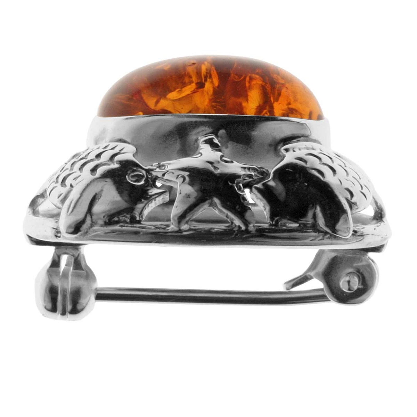 OSTSEE-SCHMUCK Brosche »- Fischland 23x21 mm - Silber 925/000 - Bernstein«