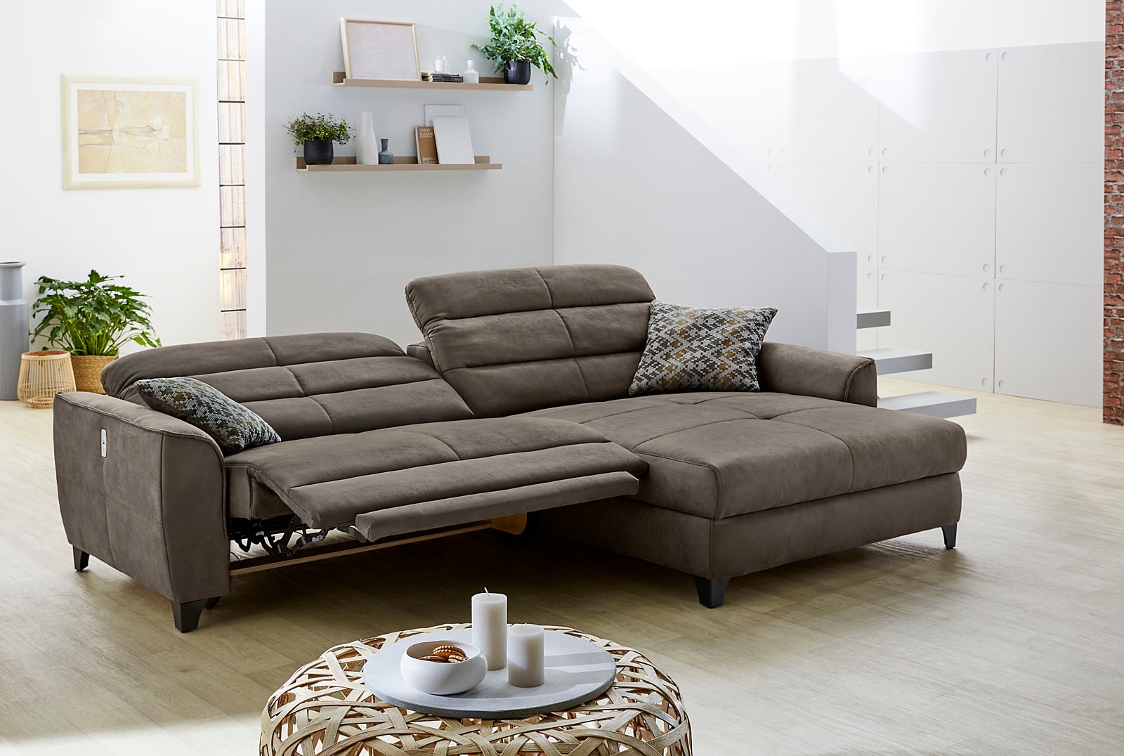 Jockenhöfer Gruppe Ecksofa »Double One L-Form«, mit 2x 120cm breiten, elektromotorischen Relaxfunktionen