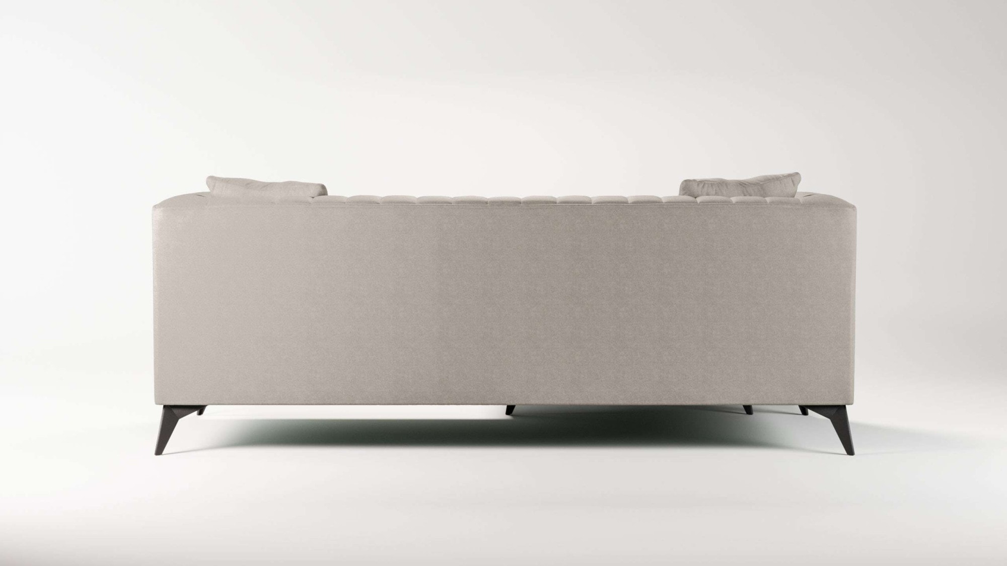Places of Style Ecksofa »MATTHEW L-Form ideal für kleine Räume, Maße B/T/H: 201/162/74 cm«, elegantes Designsofa, feine Steppung im Rücken, incl. Zierkissen