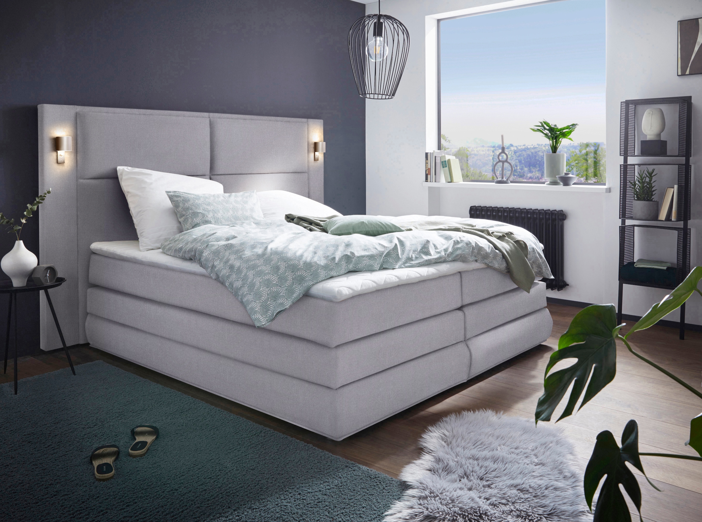 COLLECTION AB Boxspringbett »Copenhagen«, inklusive Bettkasten, Topper, wahlweise mit LED-Beleuchtung